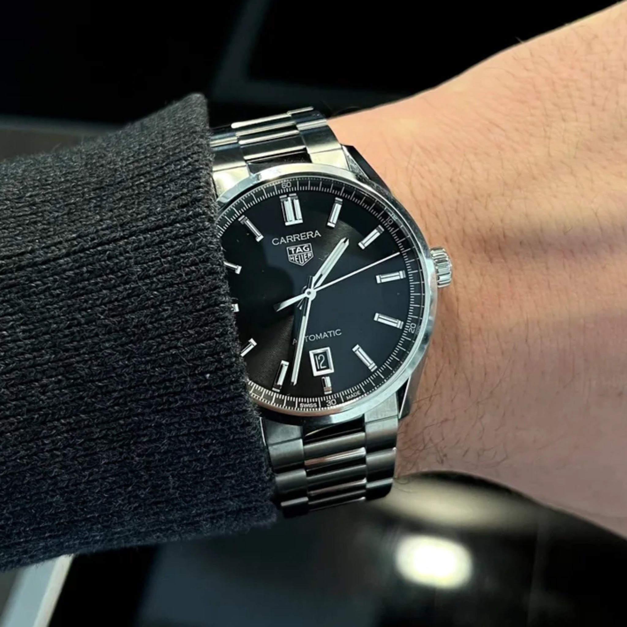 Edelstahlarmband – Für Tag Heuer Carrera – Silber/Schwarz - Helvetus DE