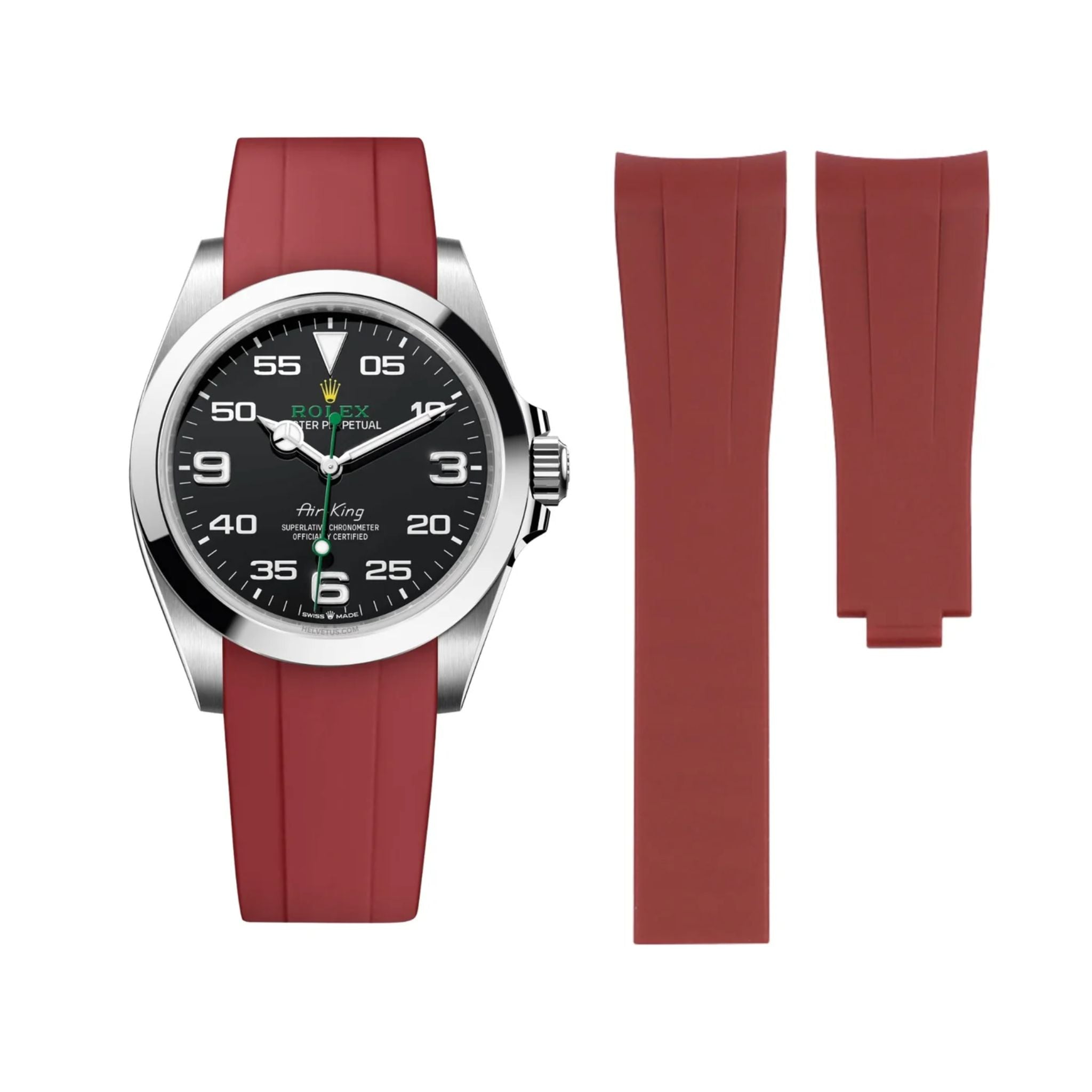 Faltschließe Kautschukarmband für Rolex Air - King 126900/116900 – Bordeaux - Helvetus DE