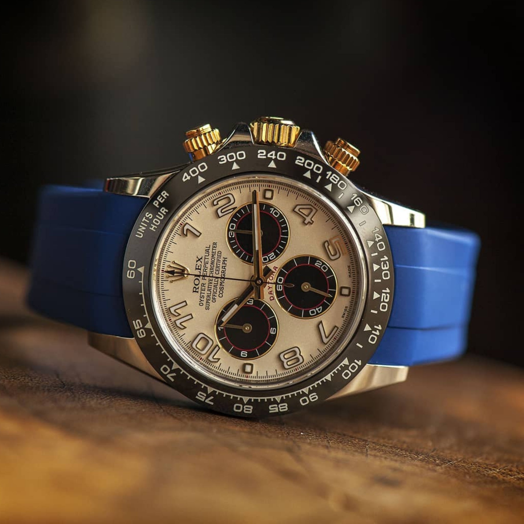Faltschliesse Kautschukarmband für Rolex Daytona – dunkel Blau - Helvetus DE