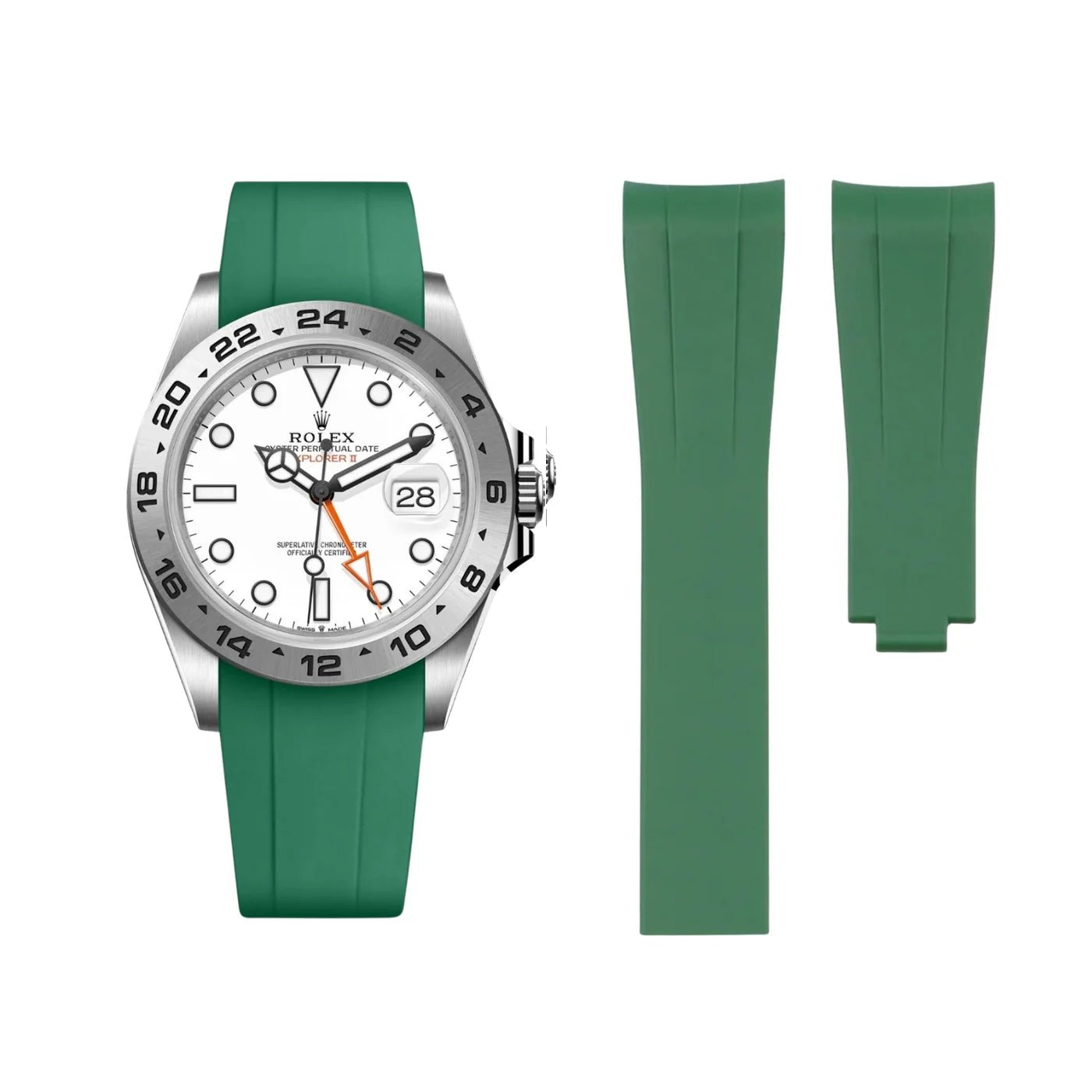 Faltschließe Kautschukarmband für Rolex Explorer II – Grün - Helvetus DE