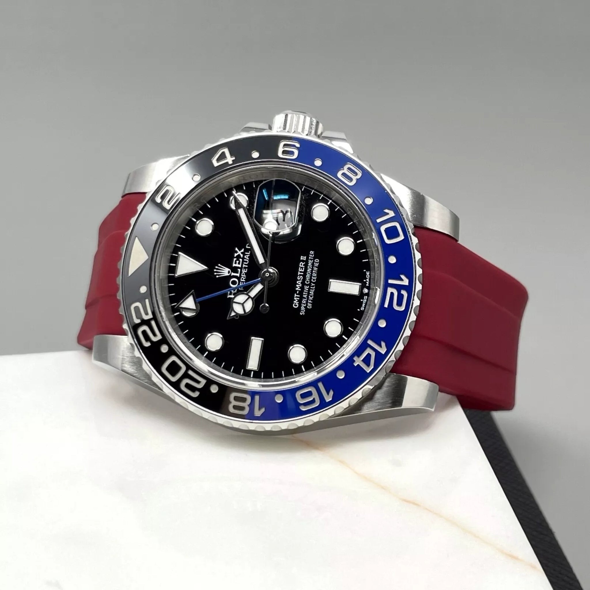 Faltschließe Kautschukarmband für Rolex GMT - Master II – Bordeaux - Helvetus DE