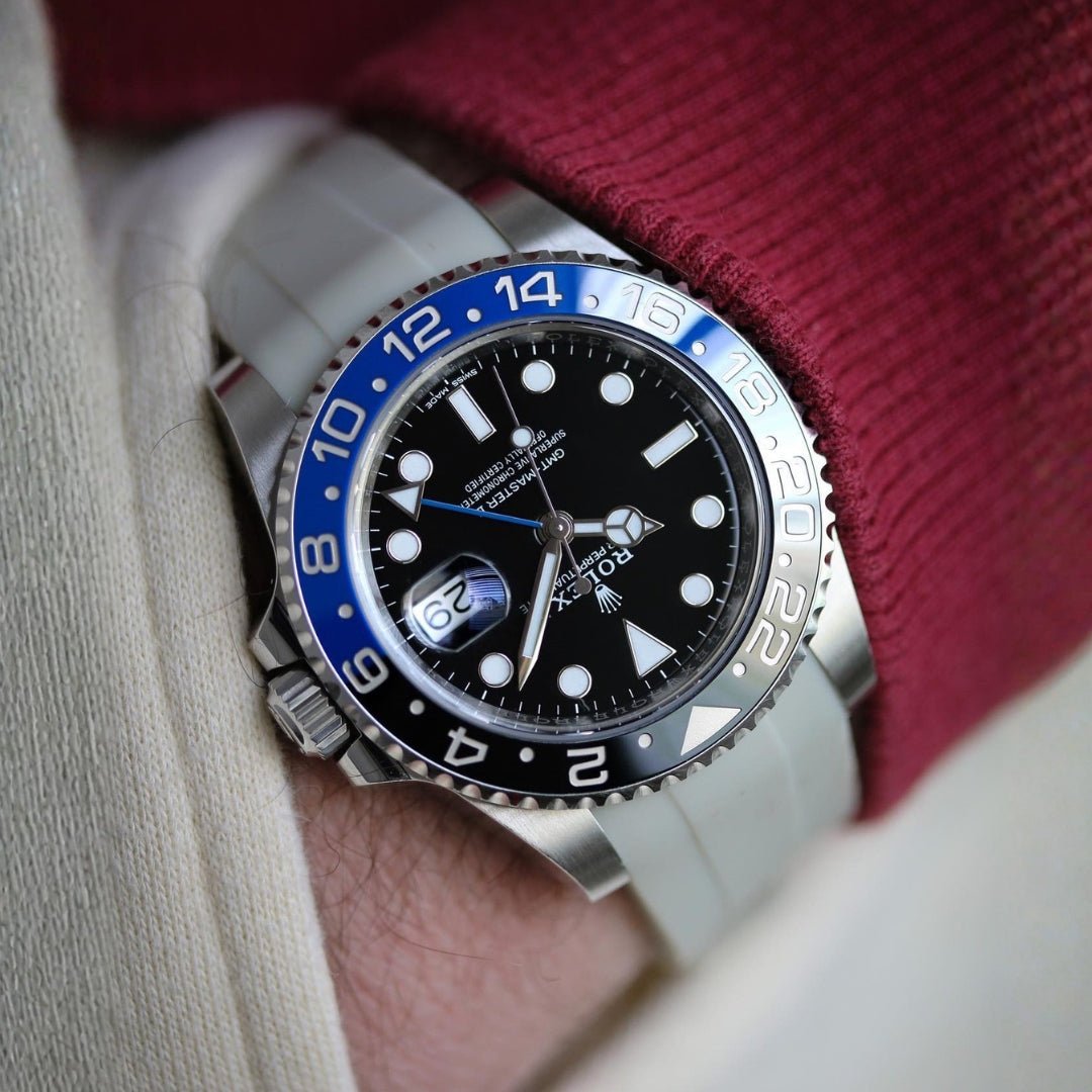 Faltschließe Kautschukarmband für Rolex GMT - Master II – Grau - Helvetus DE