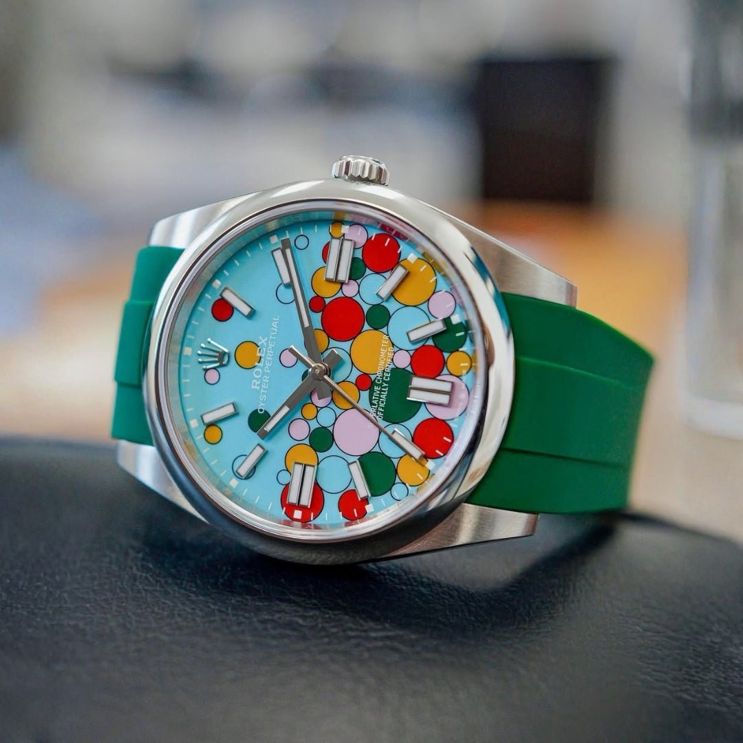 Faltschliesse Kautschukarmband für Rolex Oyster Perpetual 36mm – Grün - Helvetus DE
