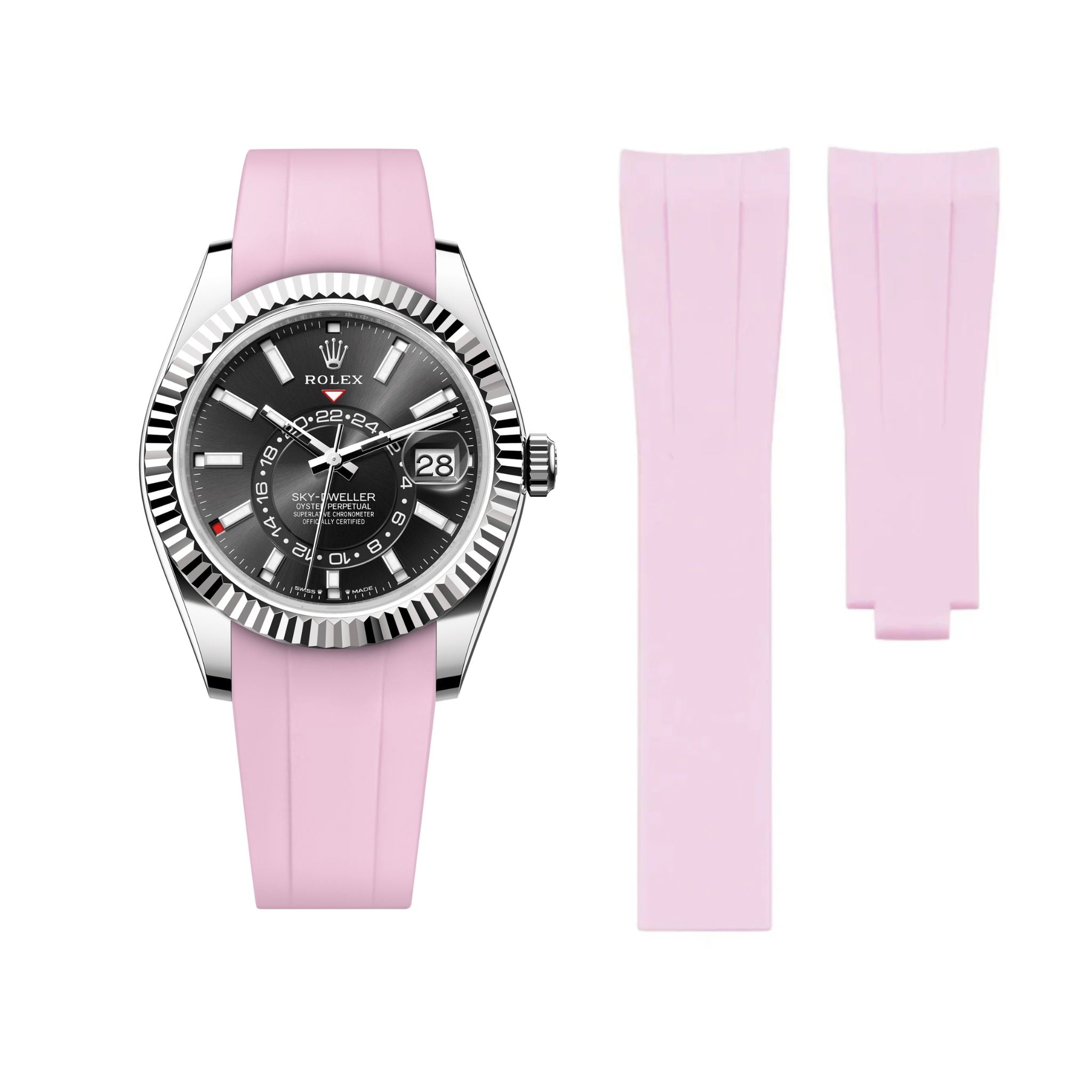 Faltschliesse Kautschukarmband für Rolex Sky - Dweller – Pink - Helvetus DE
