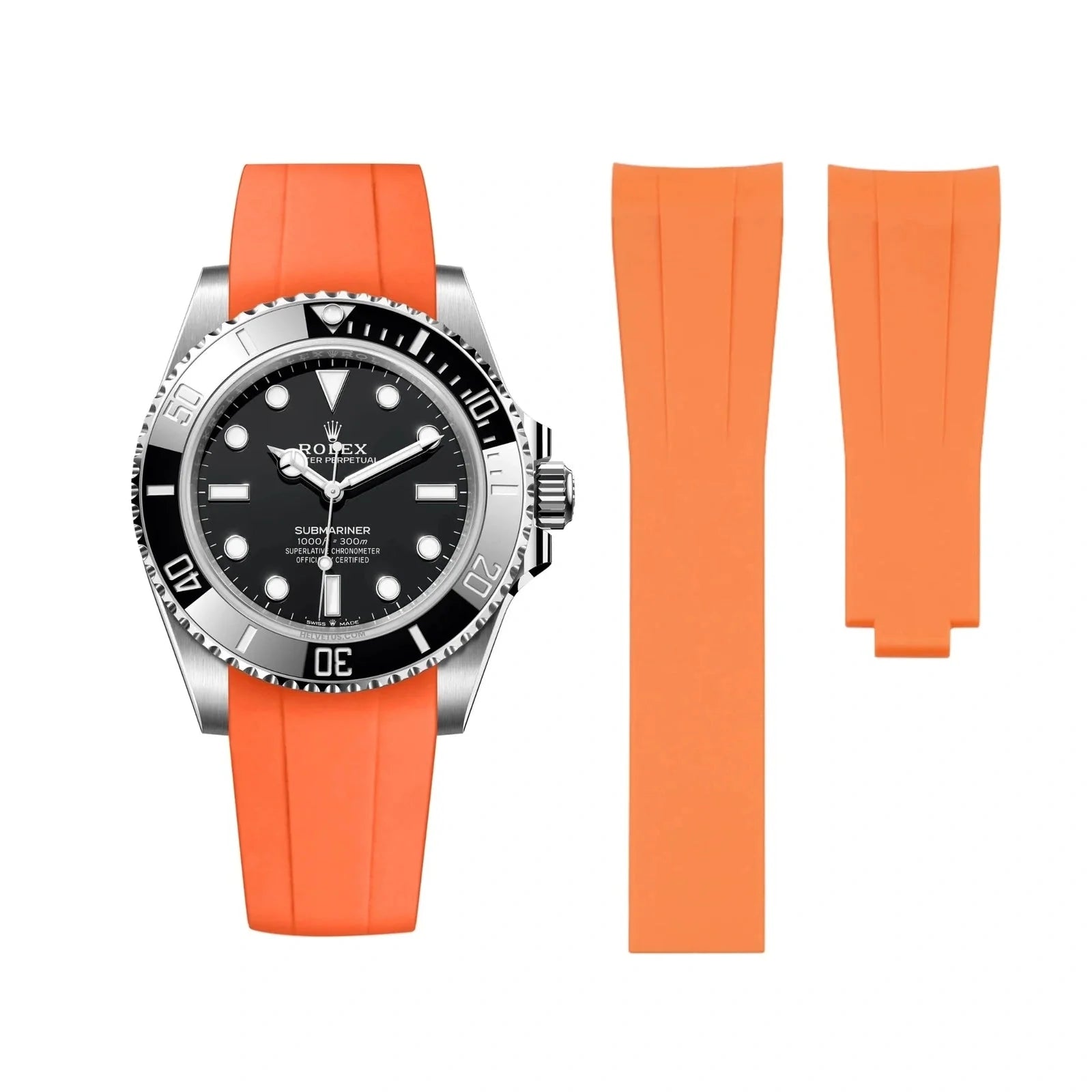 Faltschliesse Kautschukarmband für Rolex Submariner – Orange - Helvetus DE