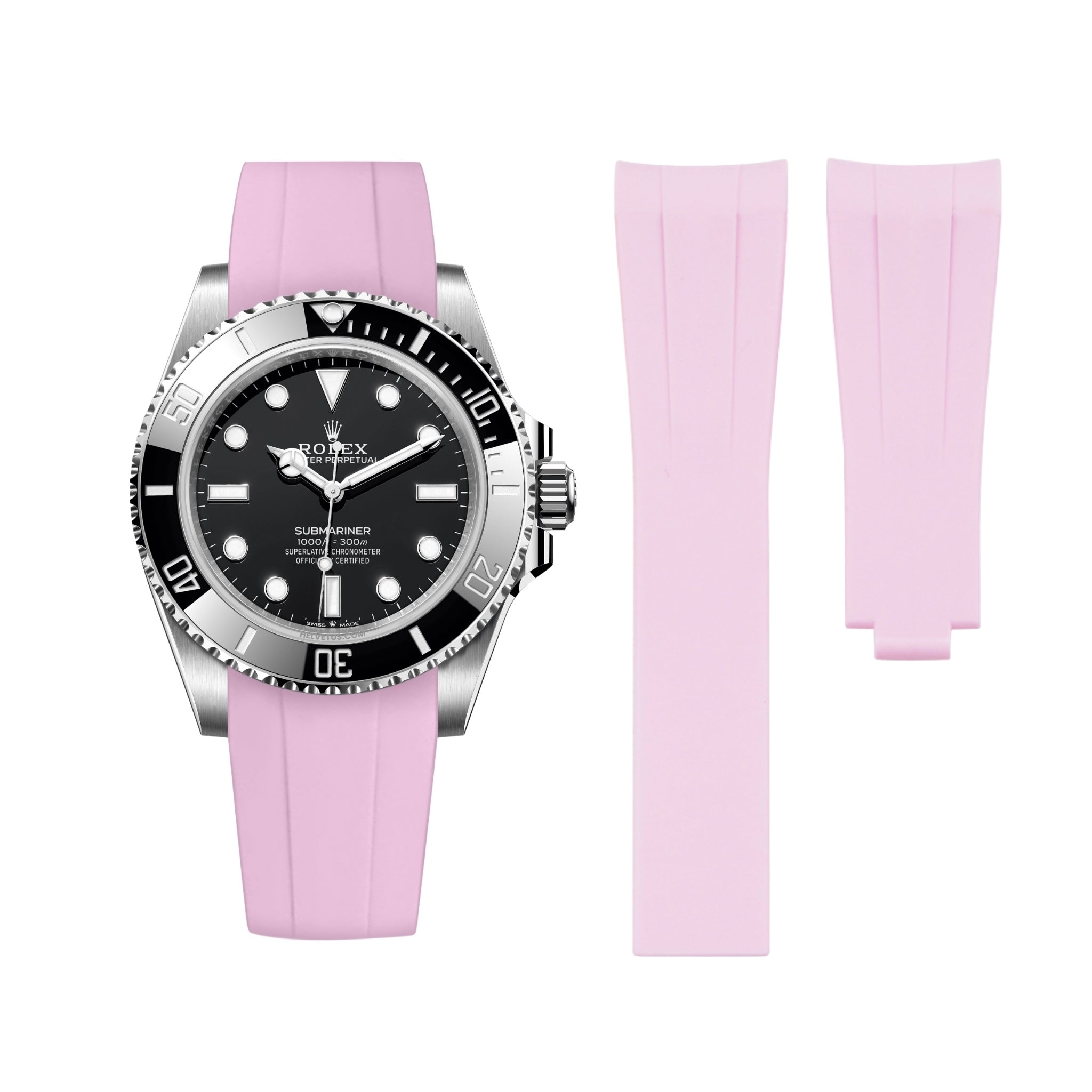 Faltschliesse Kautschukarmband für Rolex Submariner – Pink - Helvetus DE