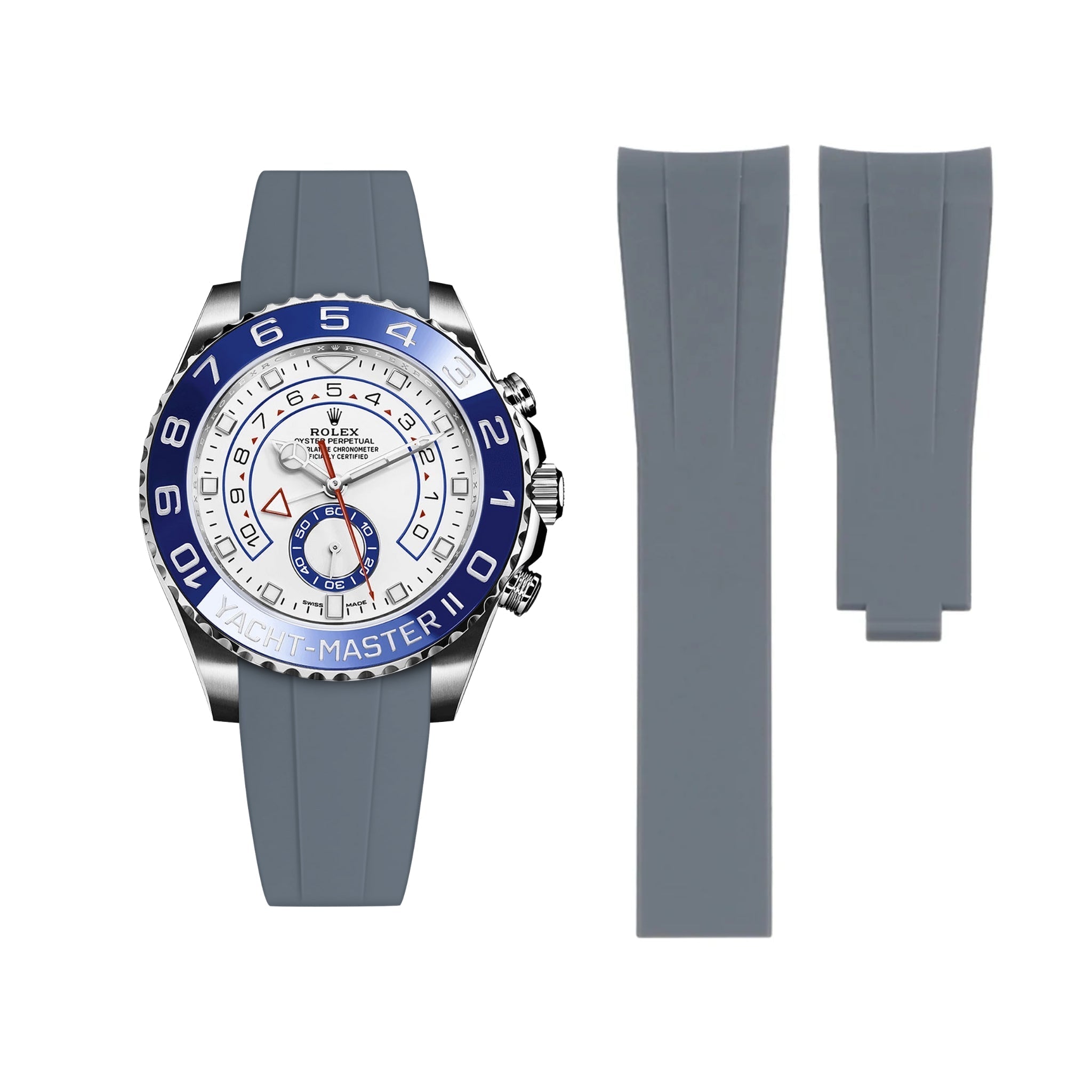 Faltschließe Kautschukarmband für Rolex Yacht - Master II – Grau - Helvetus DE
