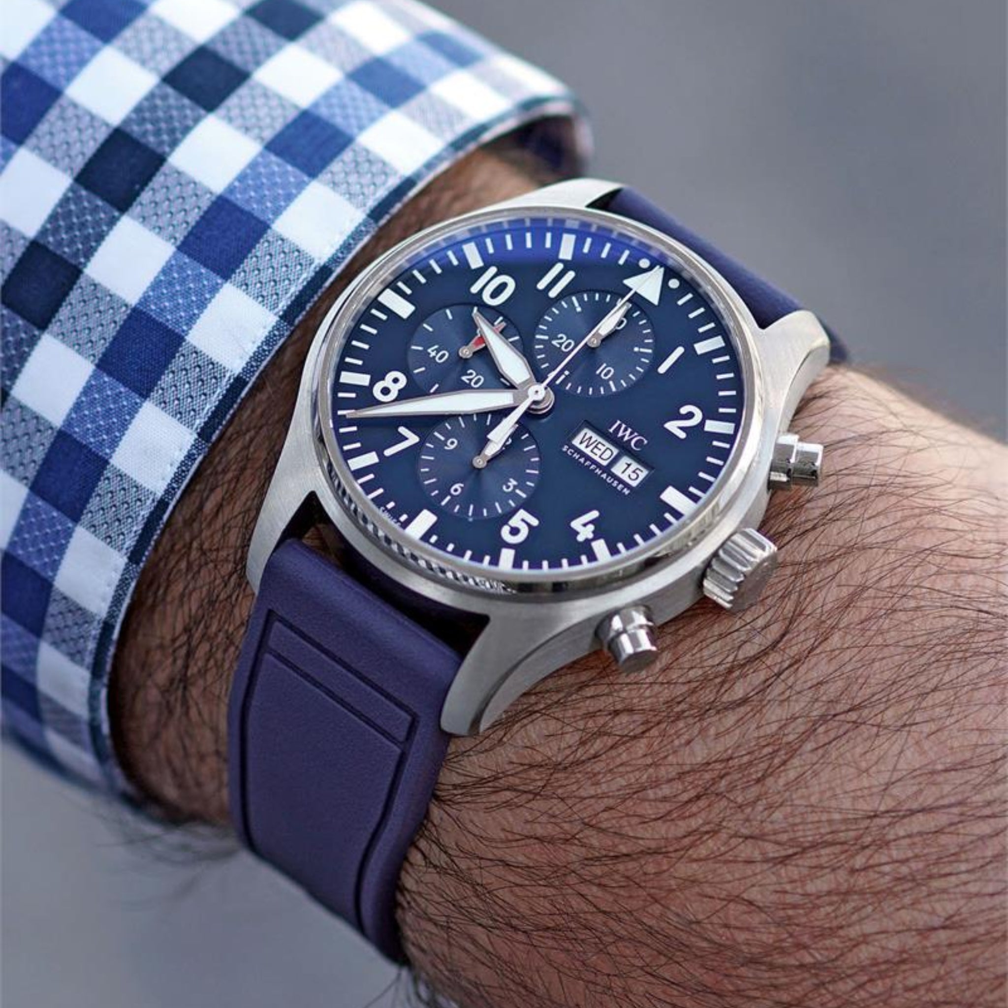 FKM Kautschukarmband – Für IWC Portugieser/Aquatimer/Alle Pilot Modelle/Portugieser/Portofino – Dunkel Blau - Helvetus DE