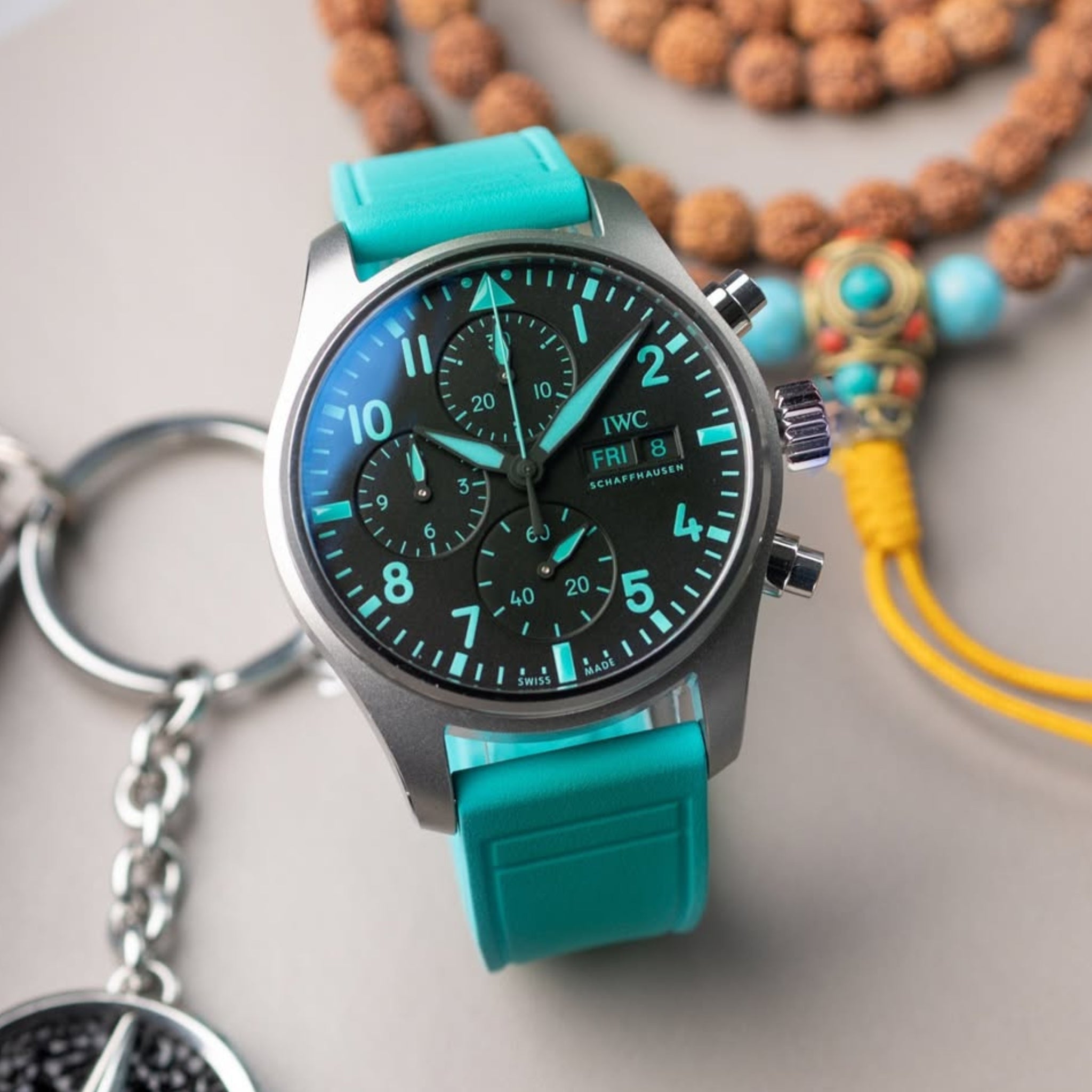FKM Kautschukarmband – Für IWC Portugieser/Aquatimer/Alle Pilot Modelle/Portugieser/Portofino – Turquoise - Helvetus DE