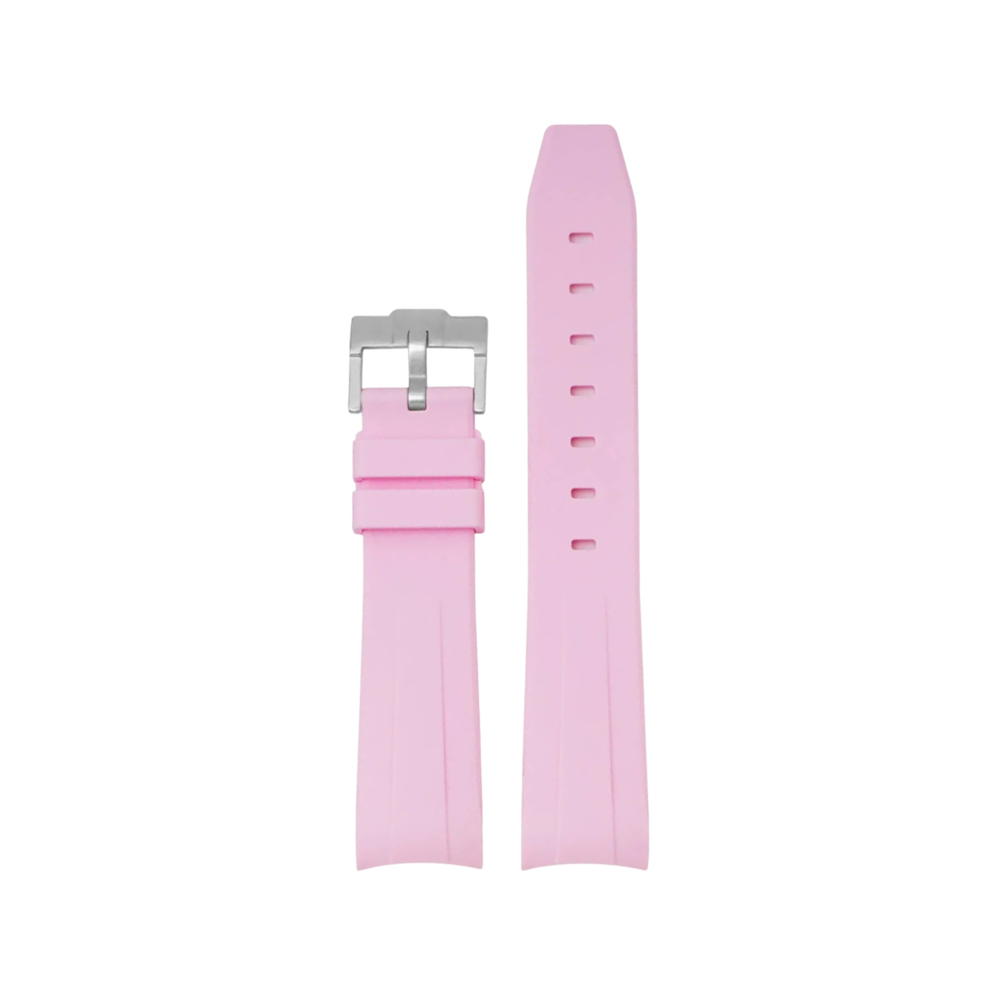Gebogenes FKM Kautschukarmband – Universelle Passform – Pink (20mm / 21mm / 22mm) - Helvetus DE