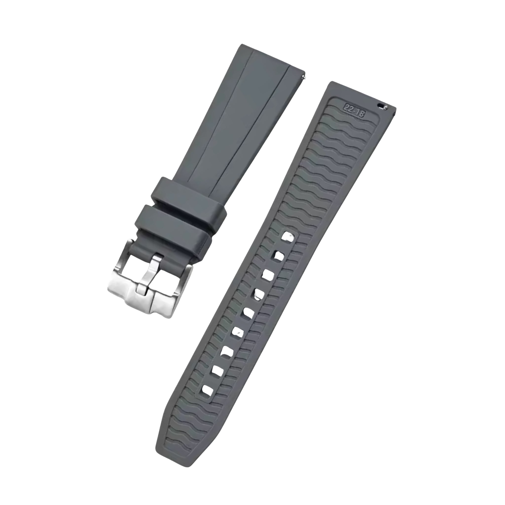 Gerades FKM Kautschukarmband – Universelle Passform – Grau (20mm / 22mm / 24mm) - Helvetus DE