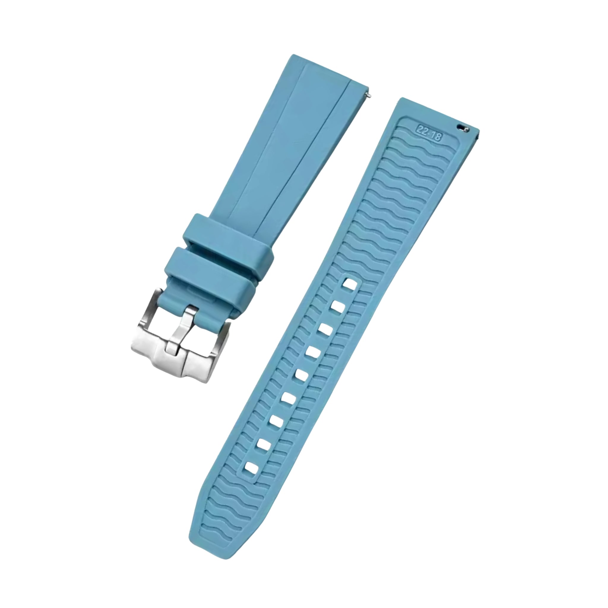 Gerades FKM Kautschukarmband – Universelle Passform – Hell Blau (20mm / 22mm / 24mm) - Helvetus DE