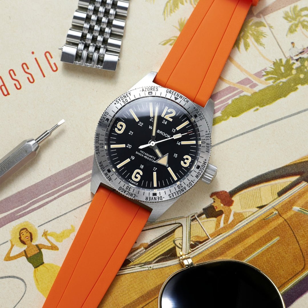 Gerades FKM Kautschukarmband – Universelle Passform – Orange (20mm / 22mm / 24mm) - Helvetus DE