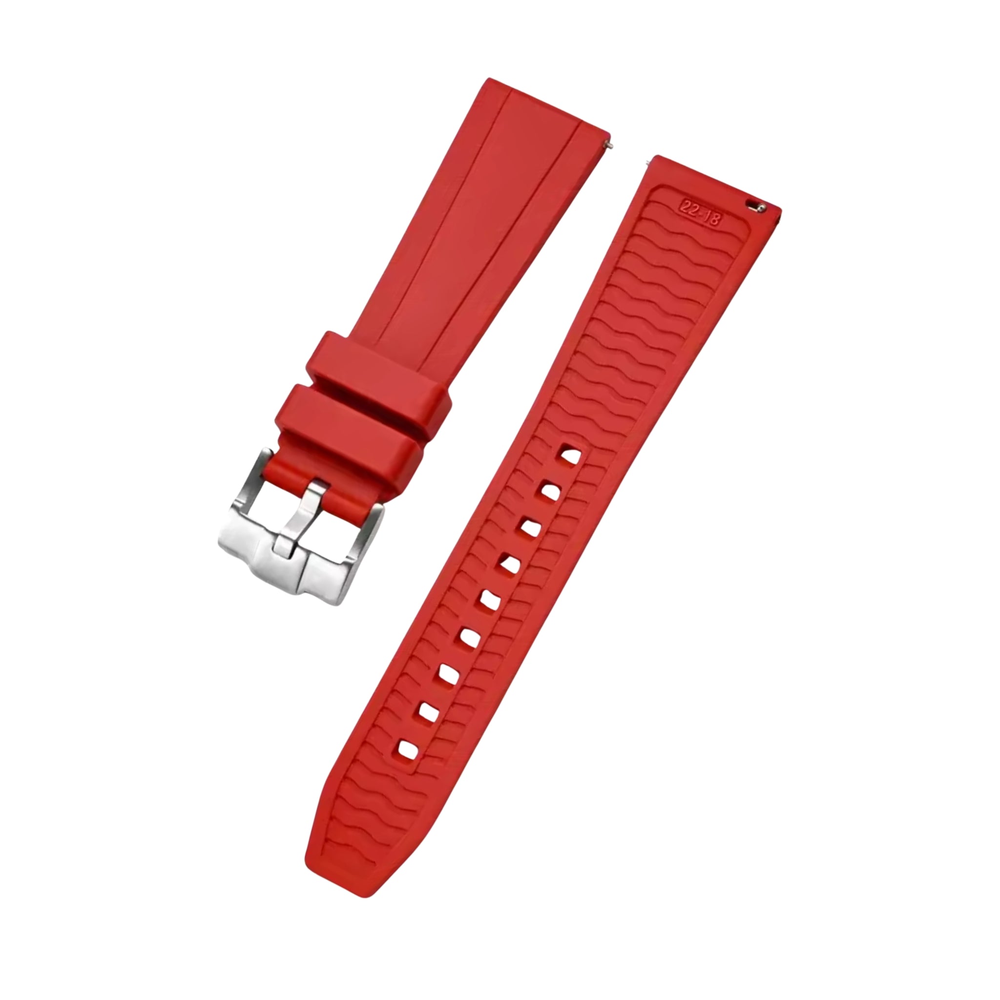 Gerades FKM Kautschukarmband – Universelle Passform – Rot (20mm / 22mm / 24mm) - Helvetus DE