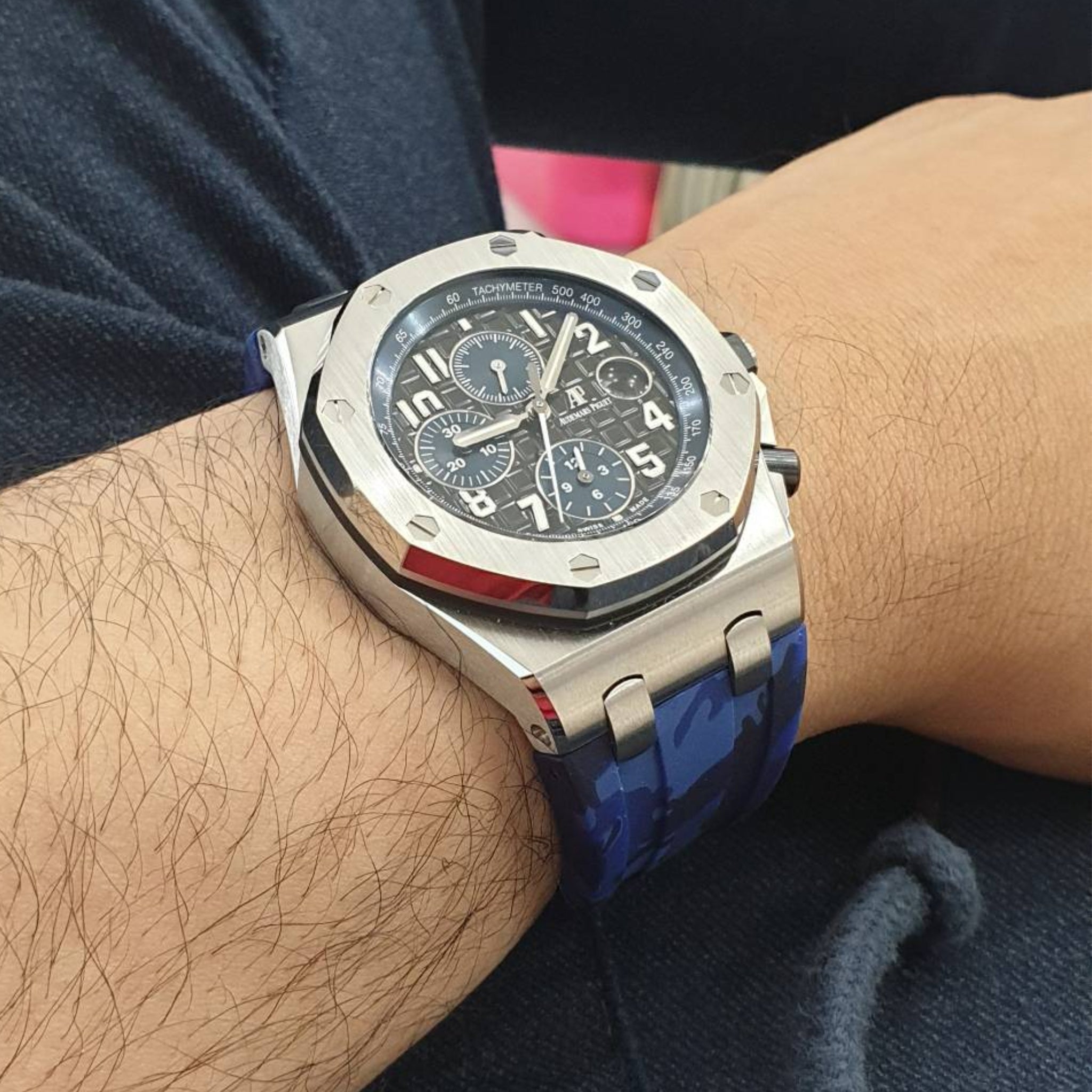 Kautschuk Armband - fur alle AP Offshore 42mm - Blau Camo - Helvetus DE