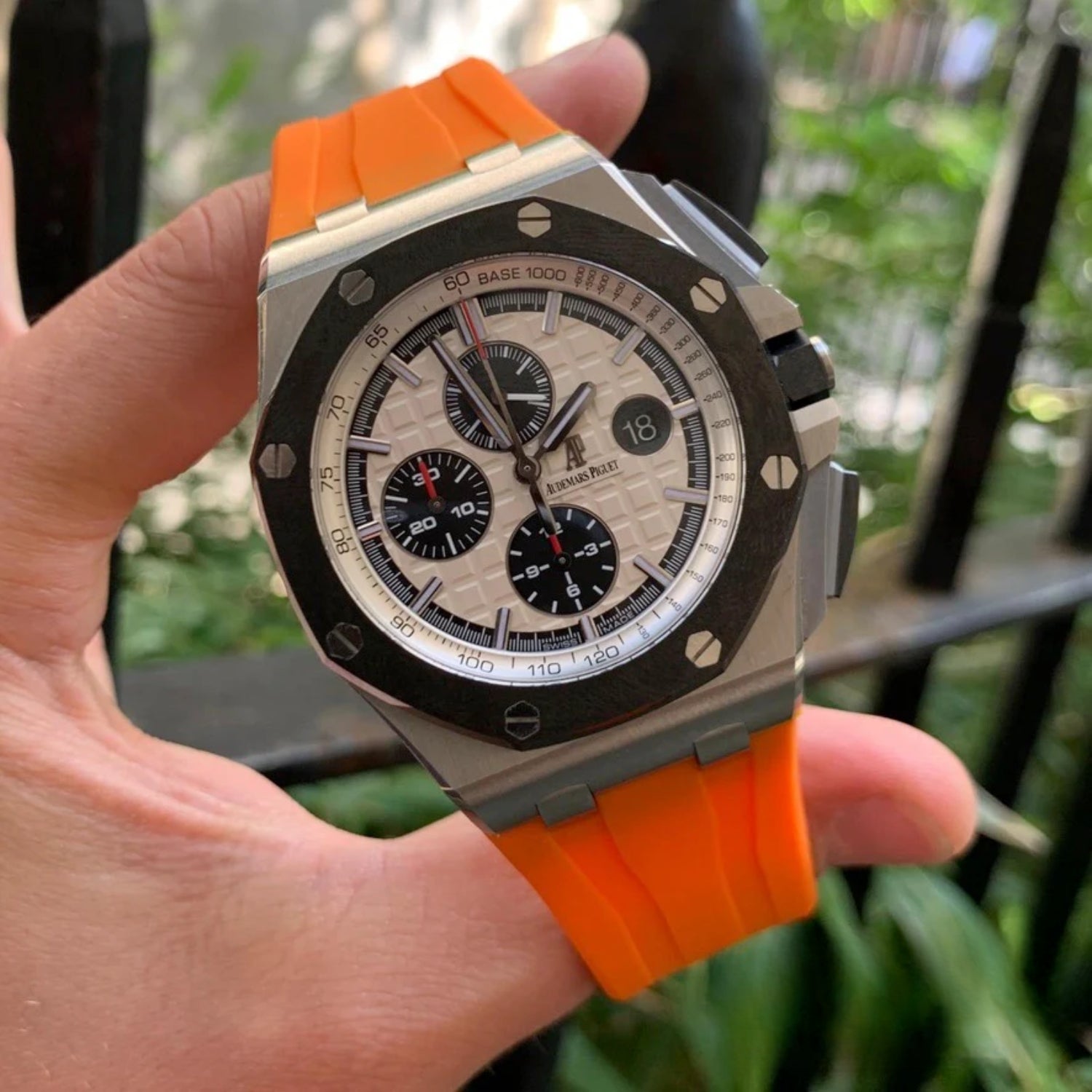 Kautschuk Armband - für alle Audemars Piguet Offshore 44mm - Orange - Helvetus DE