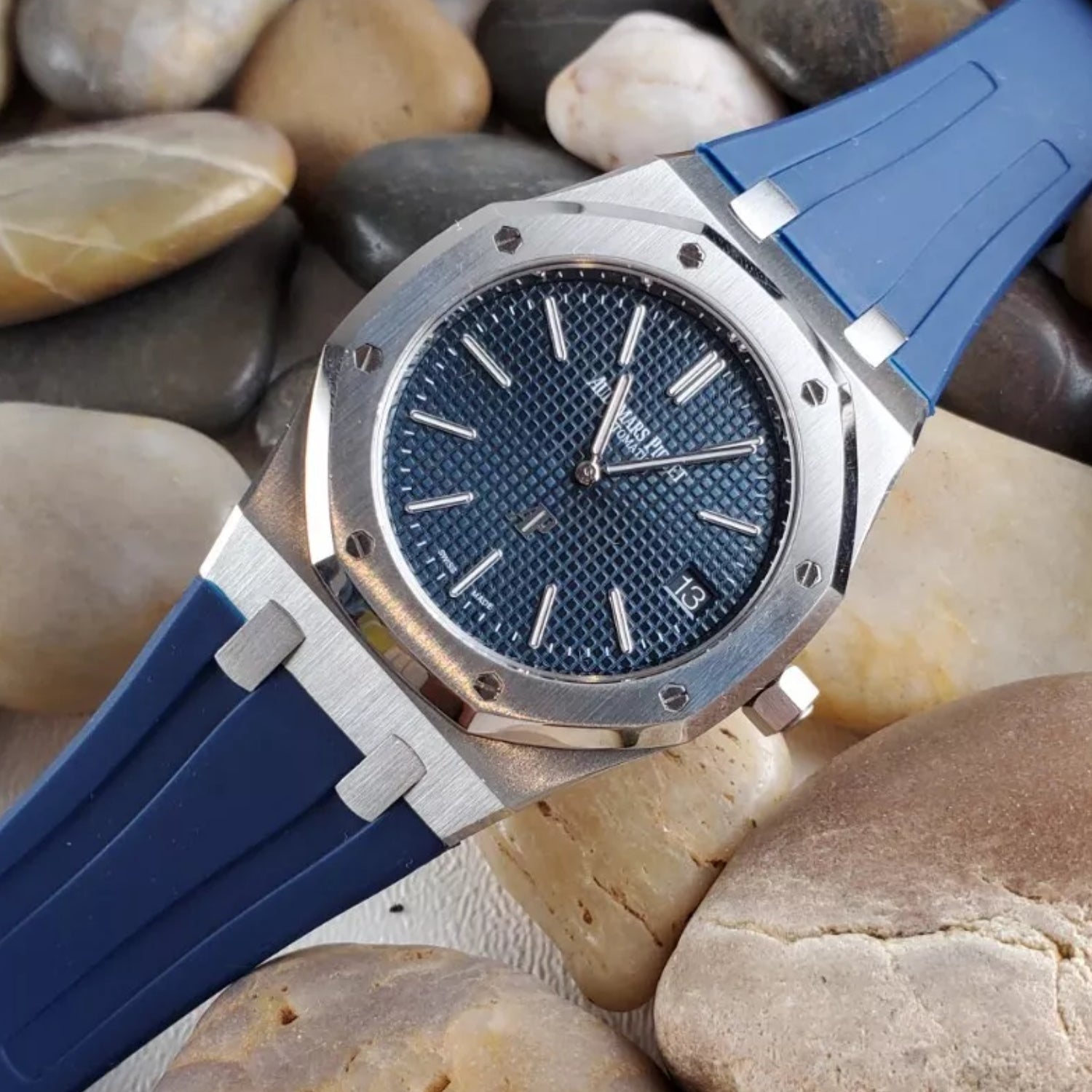 Kautschuk Armband - für alle Audemars Piguet Royal Oak 41mm - Blau - Helvetus DE