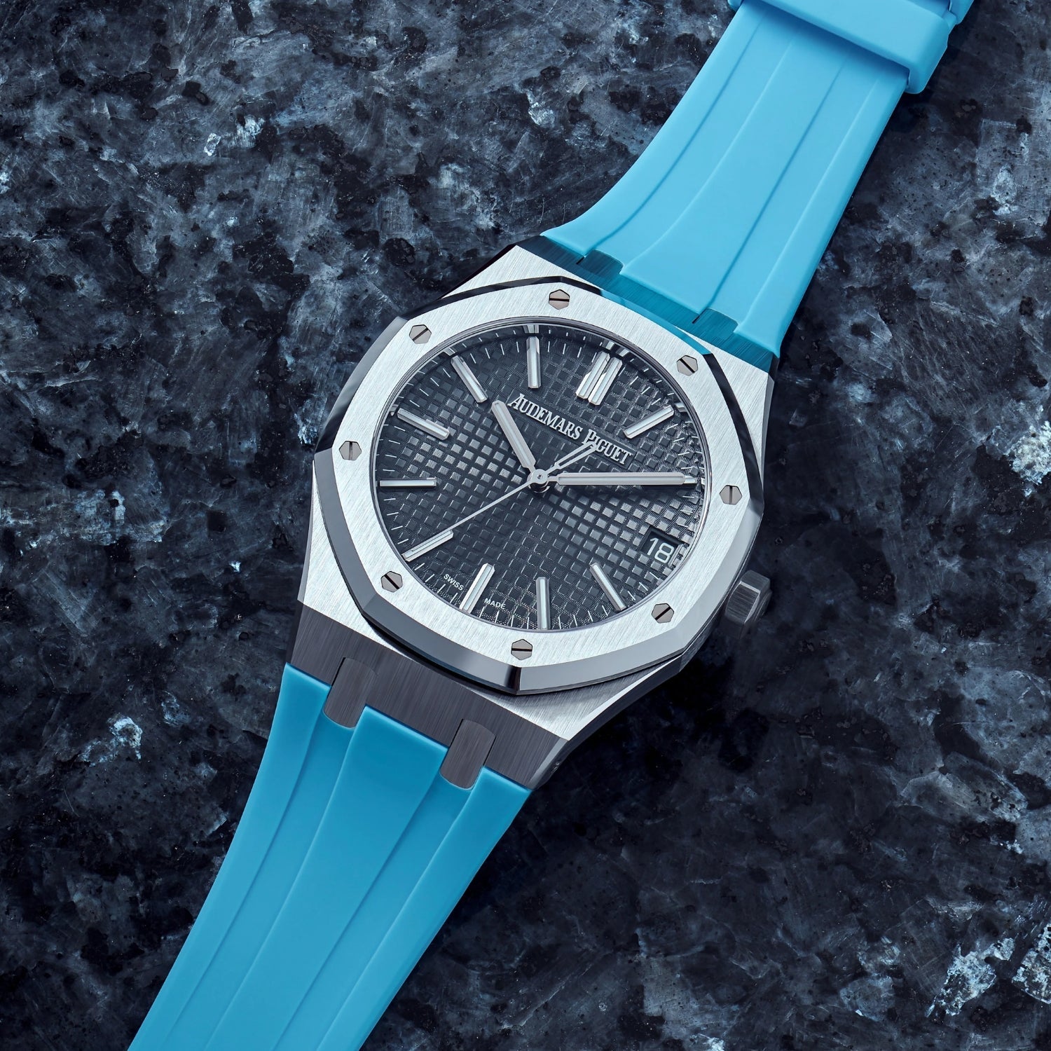 Kautschuk Armband - für alle Audemars Piguet Royal Oak 41mm - Hell Blau - Helvetus DE