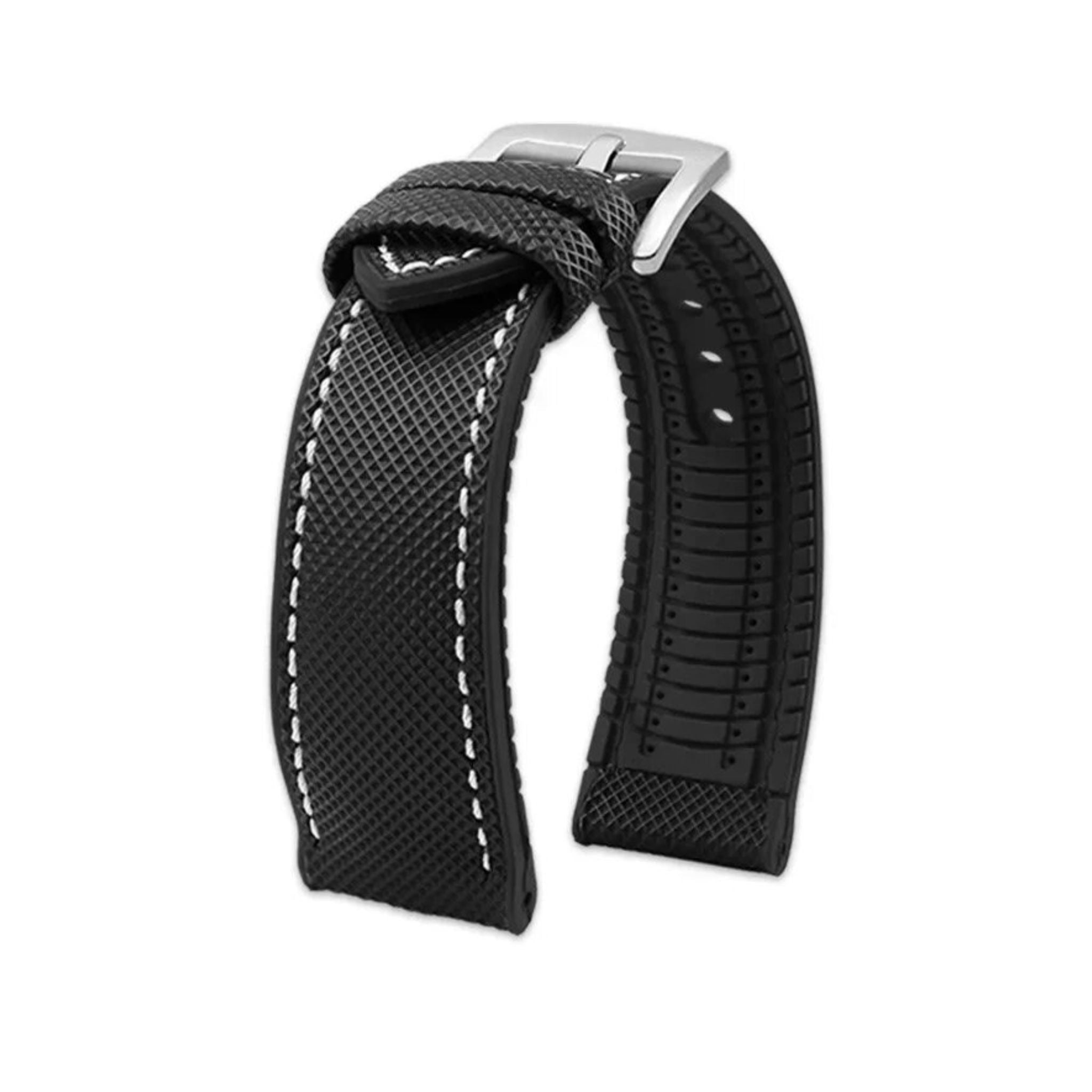 Kautschuk Armband für Blancpain X Swatch – Schwarz/Weiss - Helvetus DE