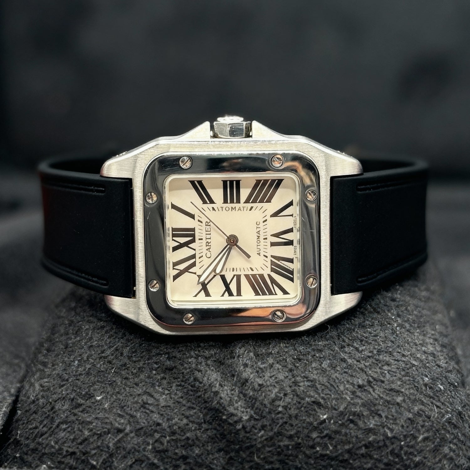 Kautschuk Armband für Cartier Santos 100 – Schwarz - Helvetus DE