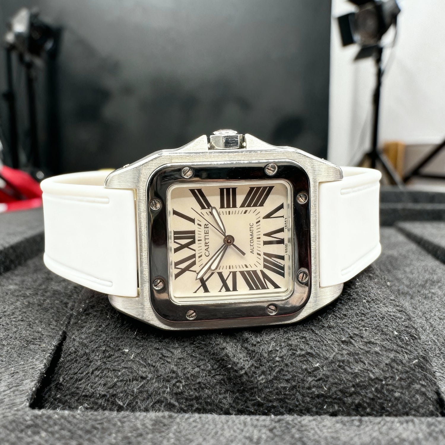 Kautschuk Armband für Cartier Santos 100 – Weiss - Helvetus DE