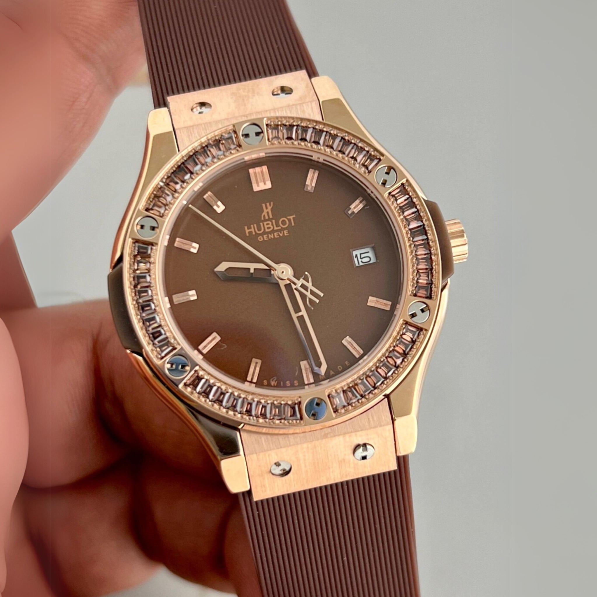 Kautschuk Armband – Für Hublot Classic Fusion – Braun - Helvetus DE