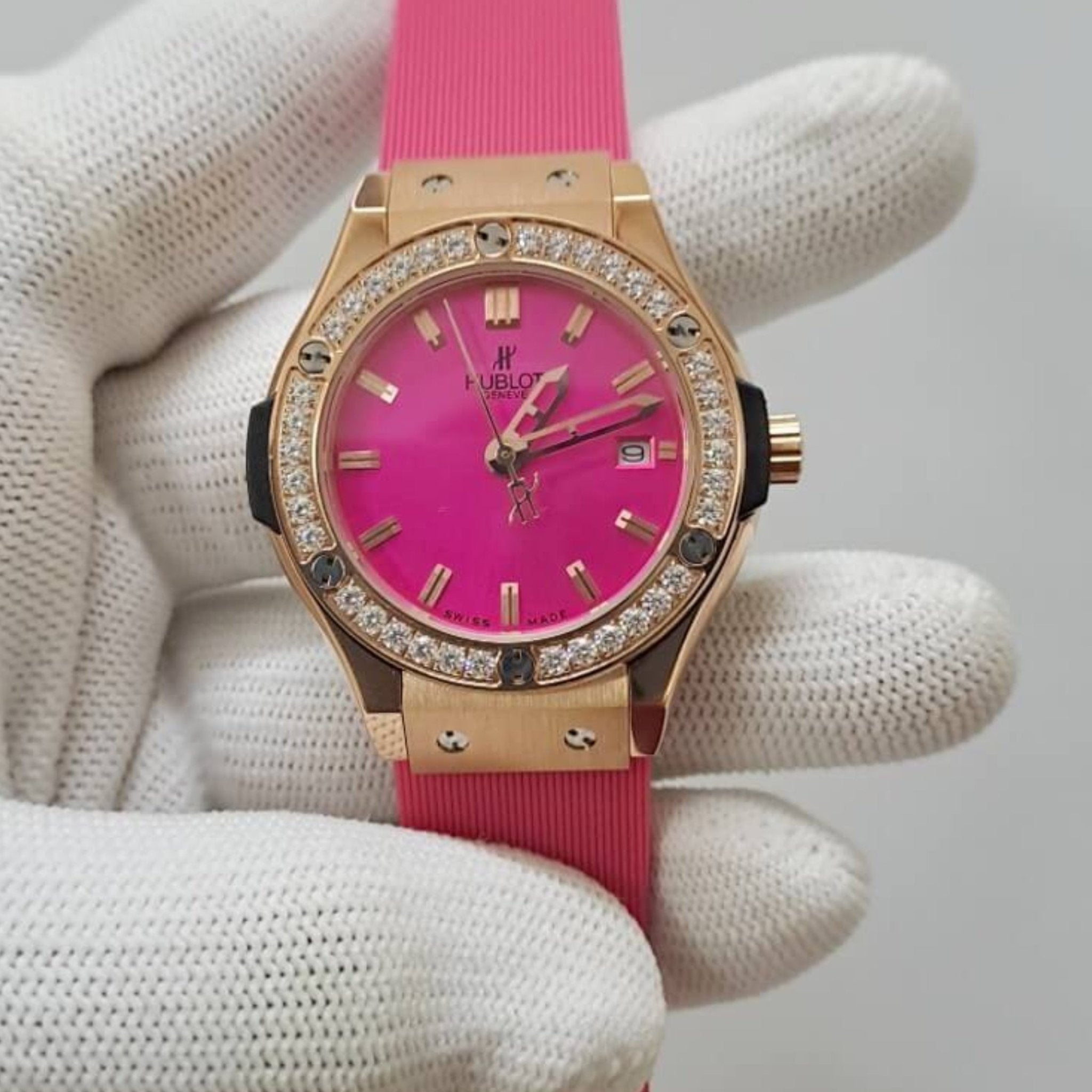 Kautschuk Armband – Für Hublot Damen Modell – Pink - Helvetus DE