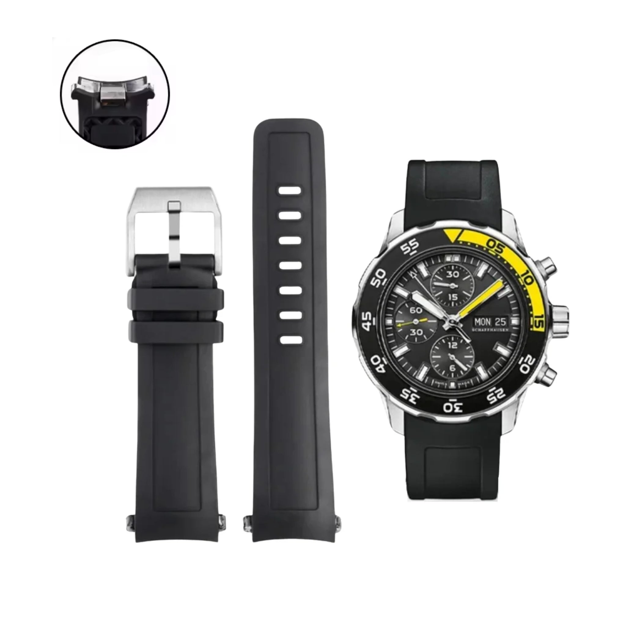 Kautschuk Armband – Für IWC Aquatimer 2000 – Schwarz - Helvetus DE