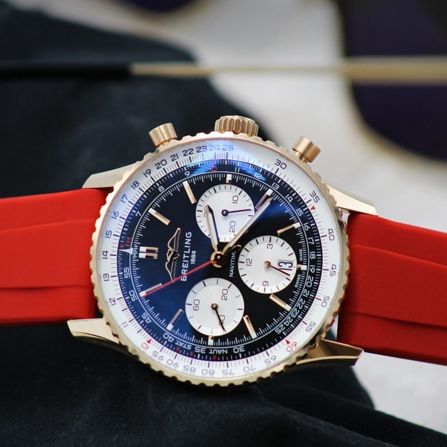 Kautschukarmband – Für alle Breitling Navitimer Modelle – Rot - Helvetus DE