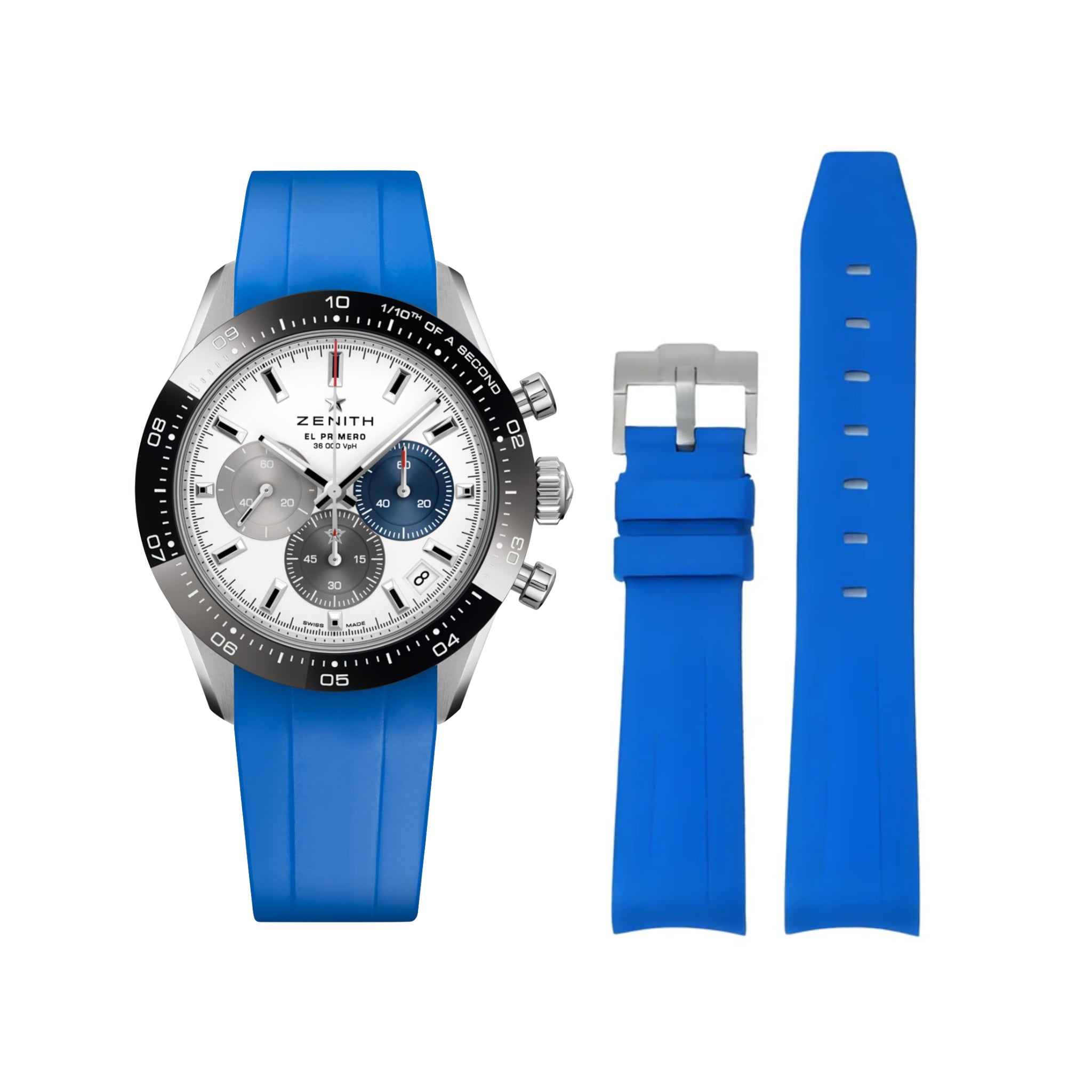 Kautschukarmband für alle Zenith Chronomaster Modelle – Blau - Helvetus DE