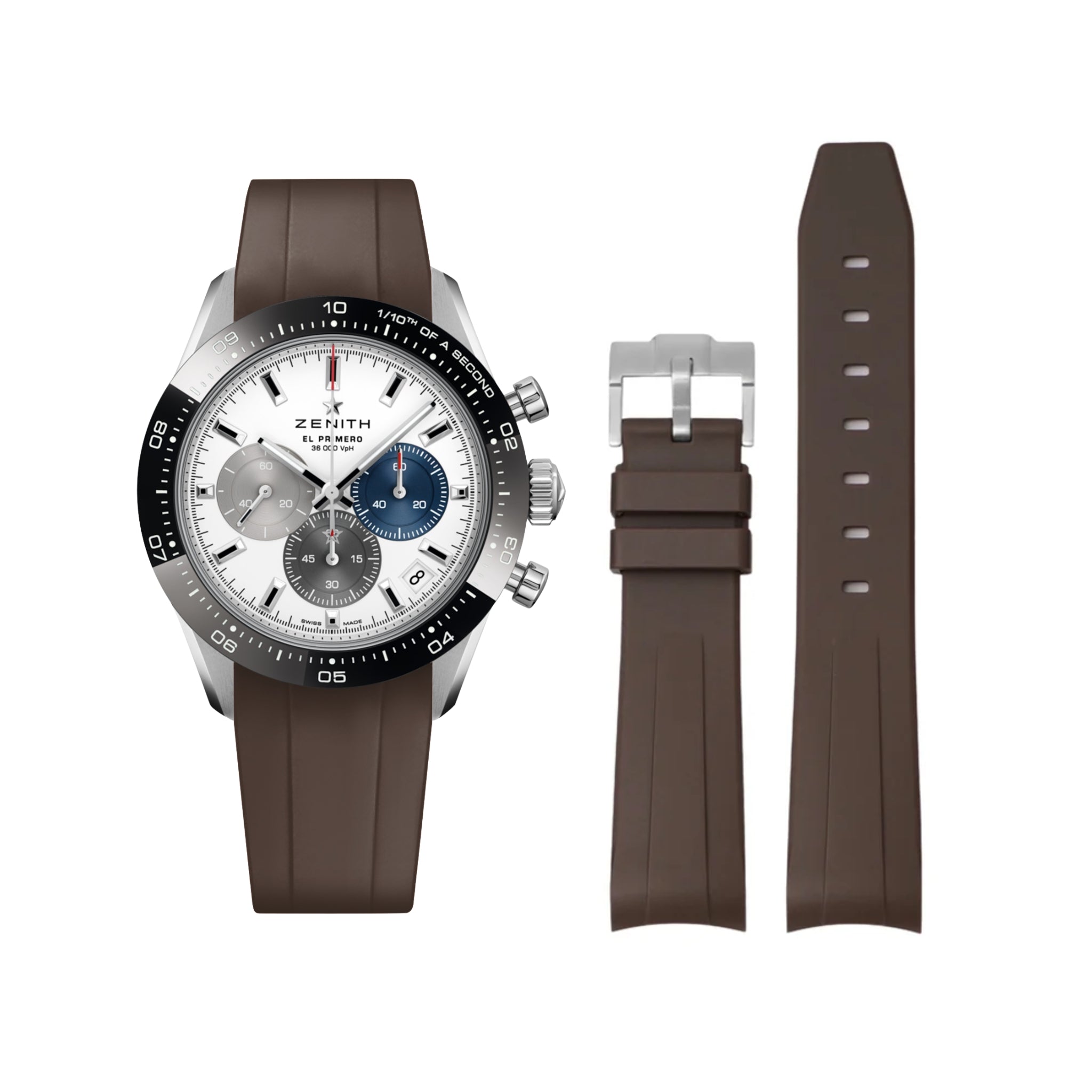 Kautschukarmband für alle Zenith Chronomaster Modelle – Braun - Helvetus DE