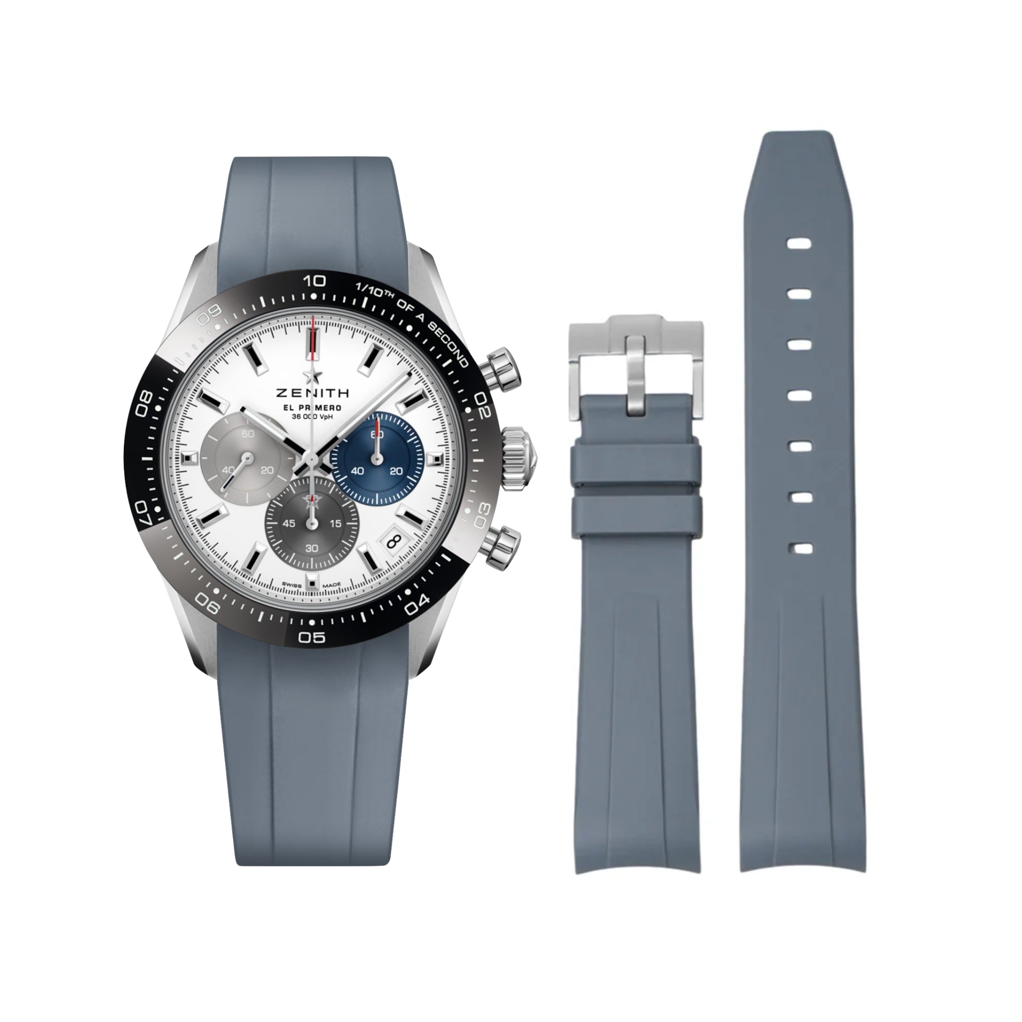 Kautschukarmband für alle Zenith Chronomaster Modelle – Grau - Helvetus DE