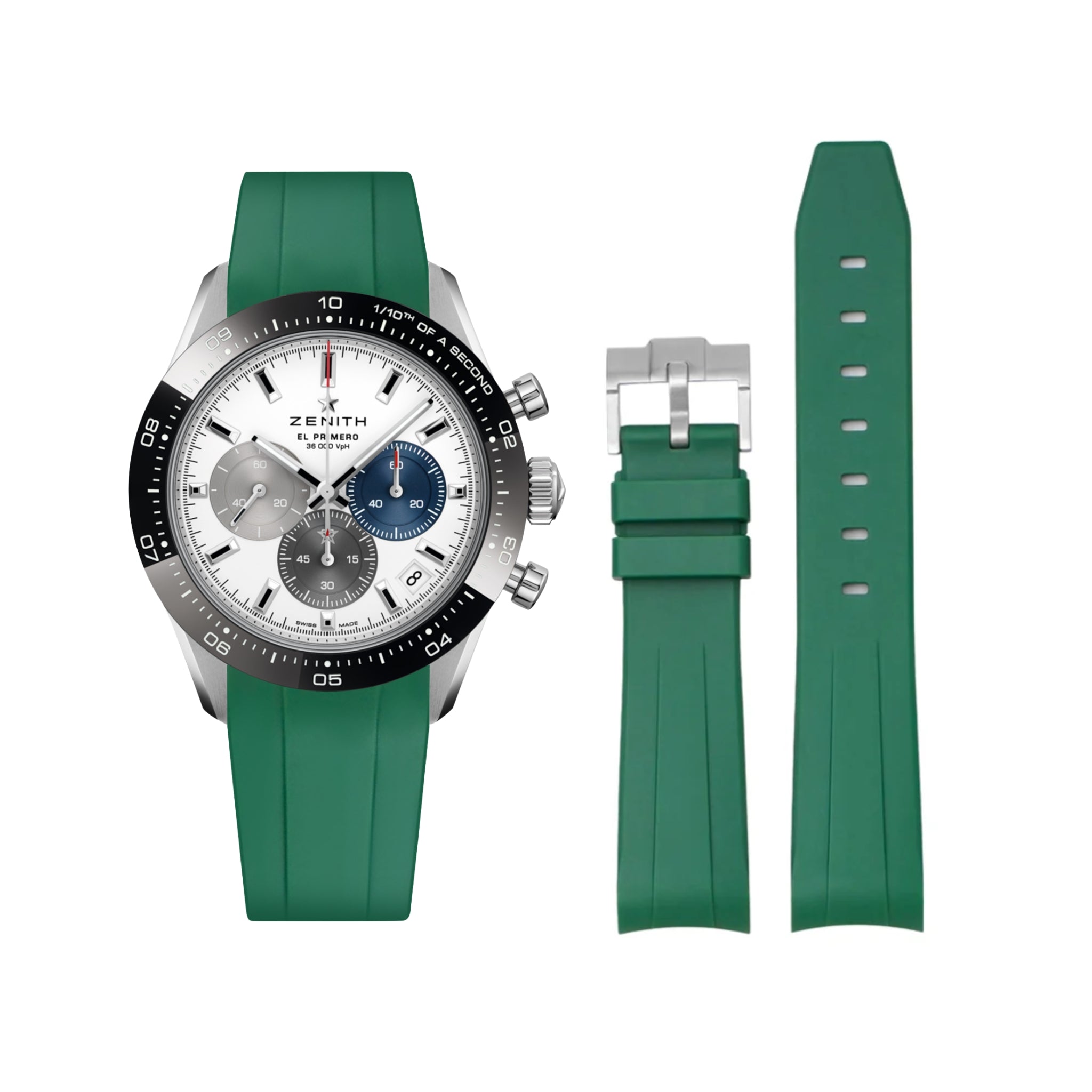 Kautschukarmband für alle Zenith Chronomaster Modelle – Grün - Helvetus DE