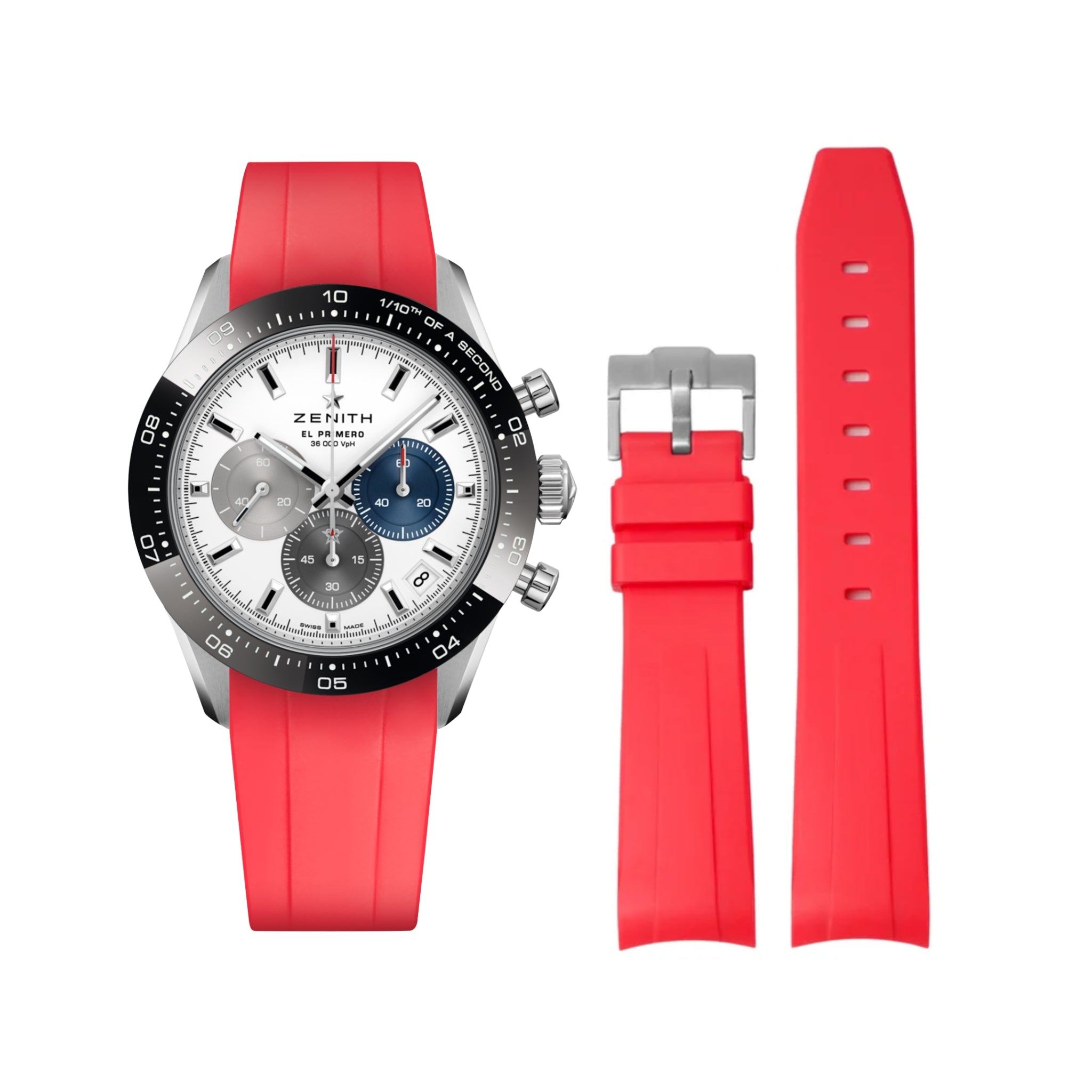 Kautschukarmband für alle Zenith Chronomaster Modelle – Rot - Helvetus DE