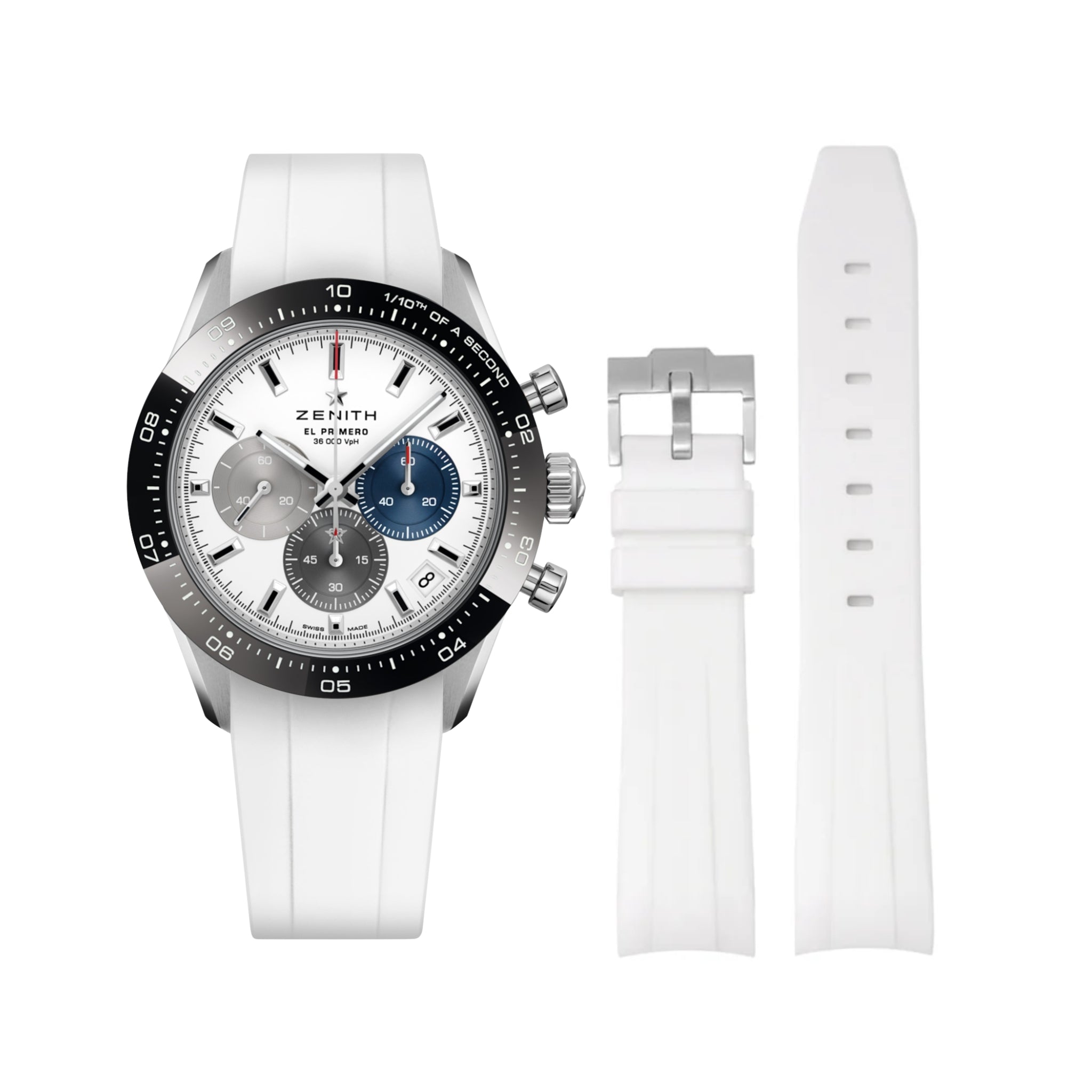 Kautschukarmband für alle Zenith Chronomaster Modelle – Weiss - Helvetus DE
