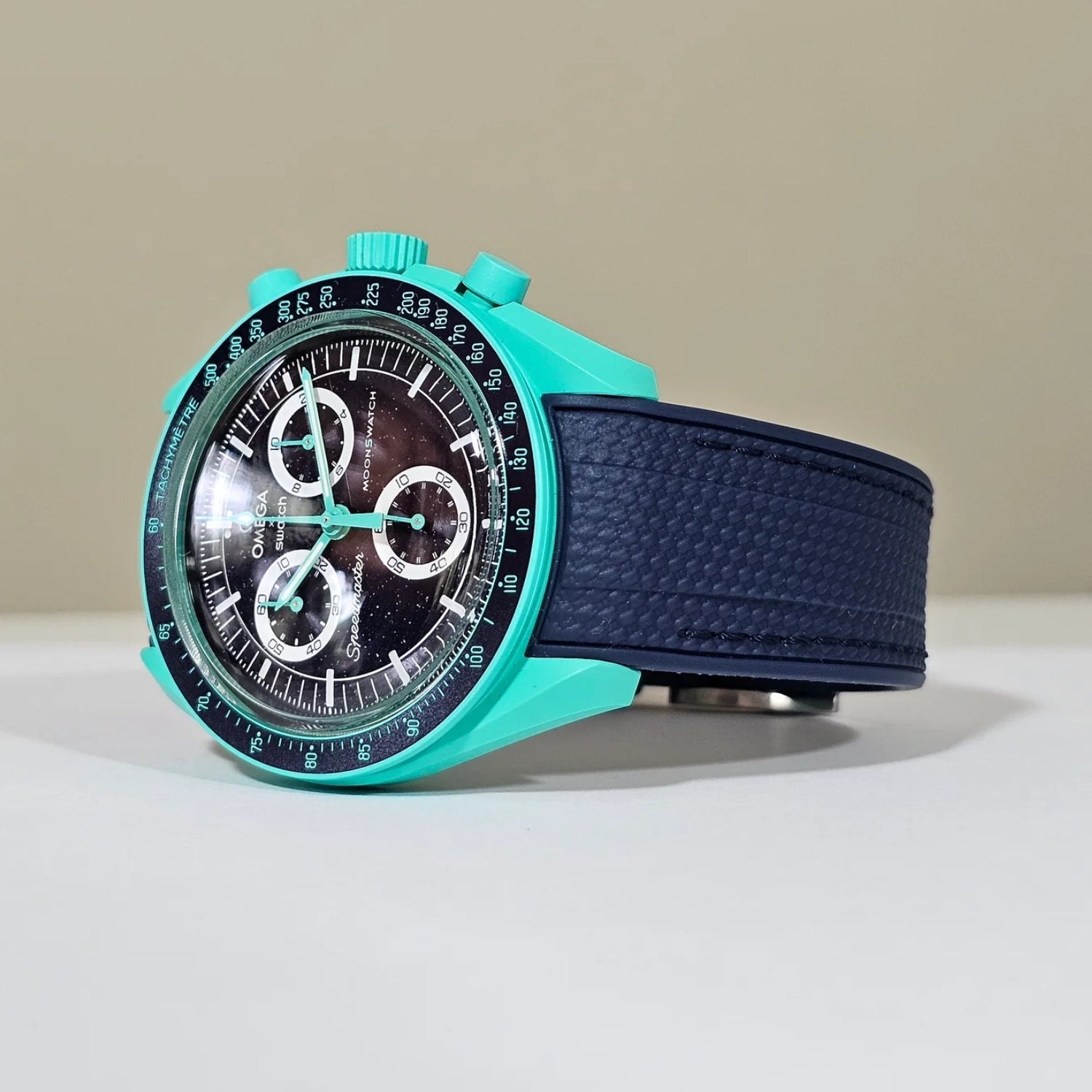 Kautschukarmband – Für Mission on Earth Polar Lights | Omega X Swatch | MoonSwatch – Blau mit Blau - Helvetus DE