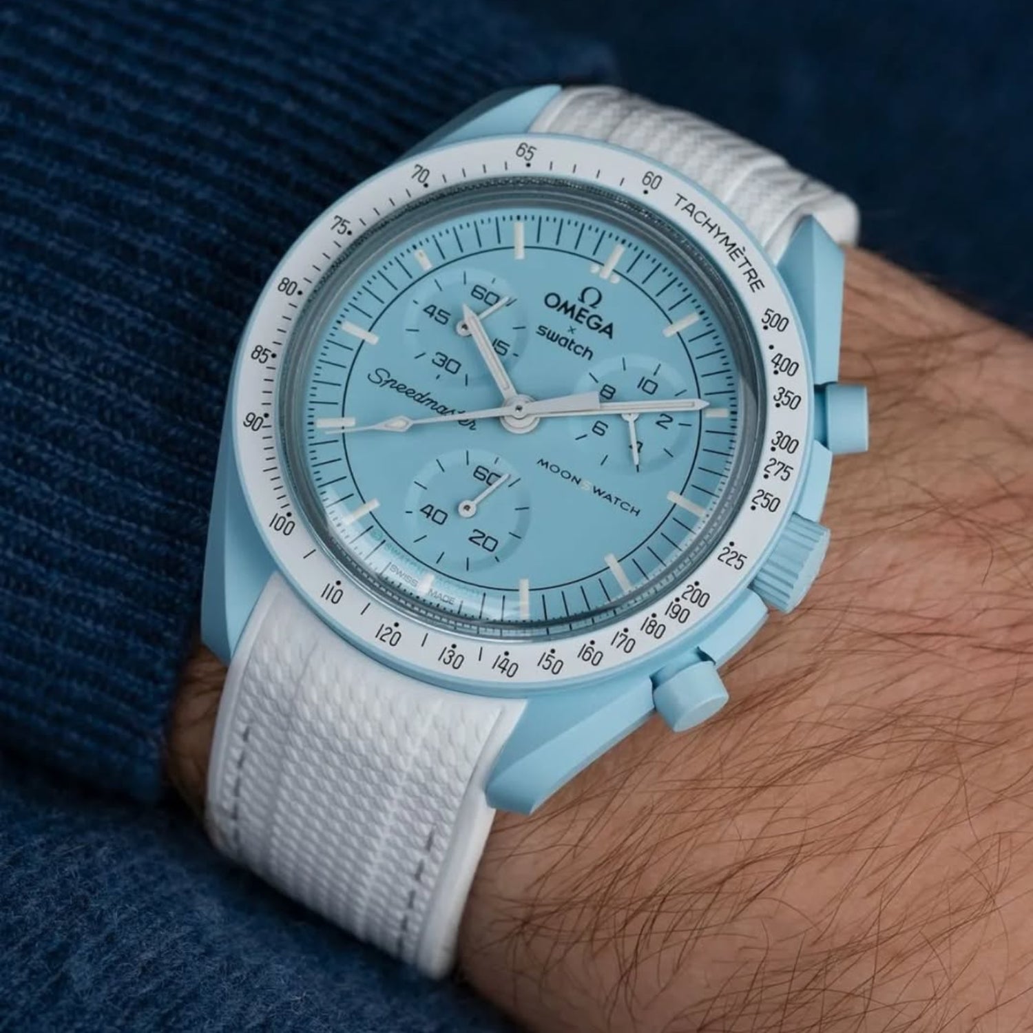 Kautschukarmband – Für Mission to Uranus | Omega X Swatch | MoonSwatch – Weiß mit Weiß - Helvetus DE