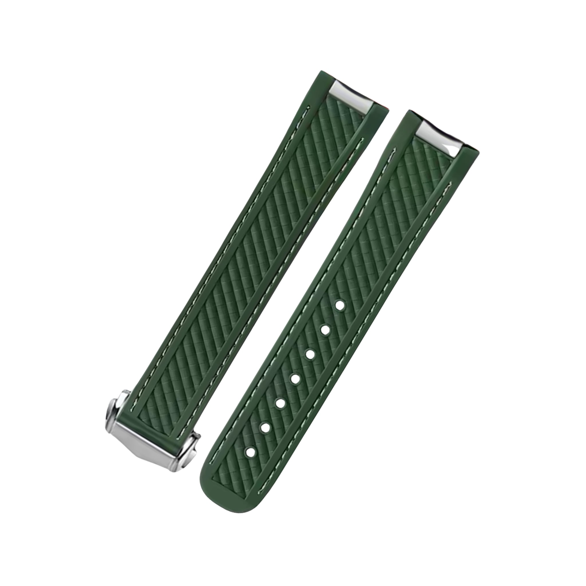 Kautschukarmband – Für Omega Seamaster Aqua Terra 300 / 150m – Grün/Weiss - Helvetus DE