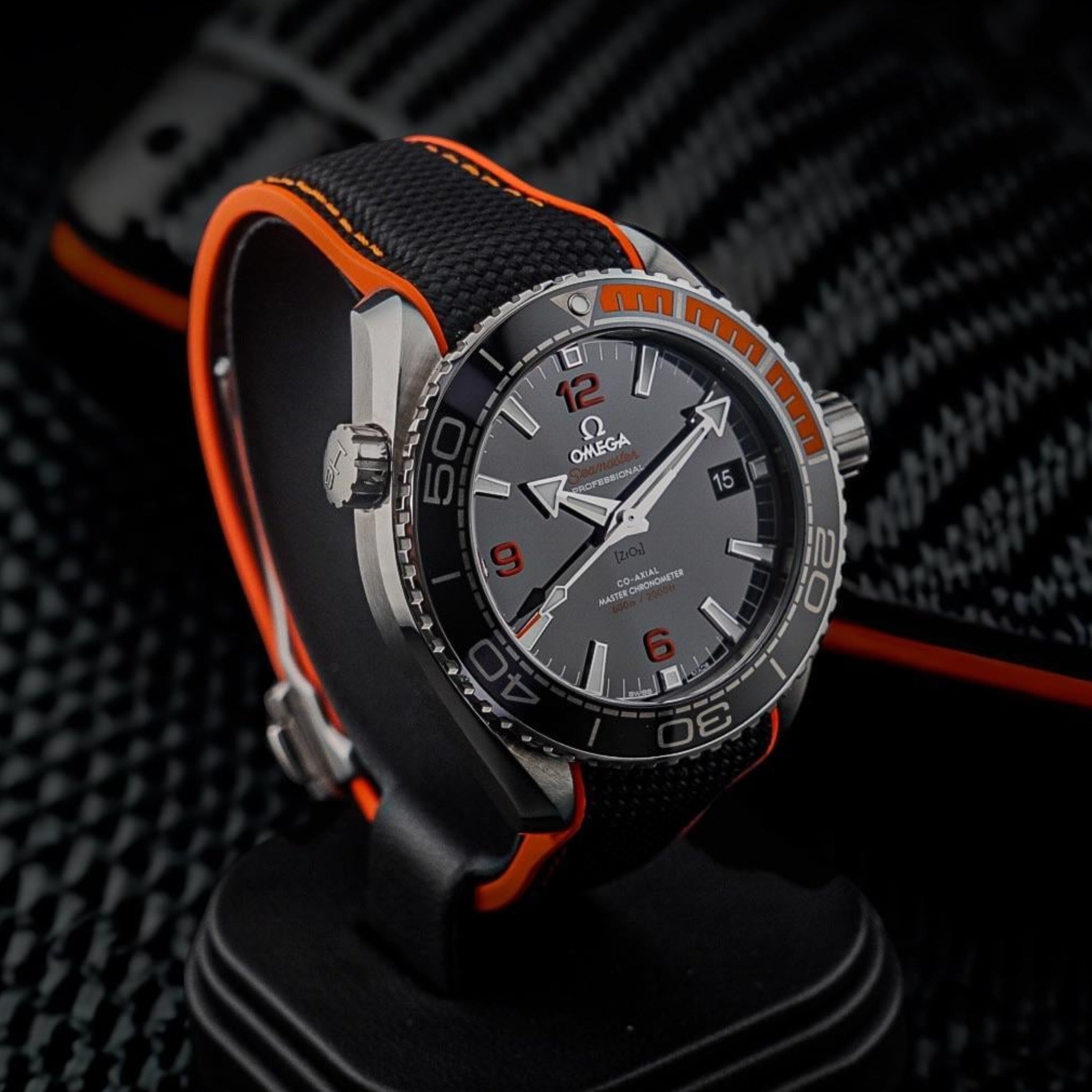 Kautschukarmband – Für Omega Seamaster Planet Ocean – Schwarz/Orange - Helvetus DE