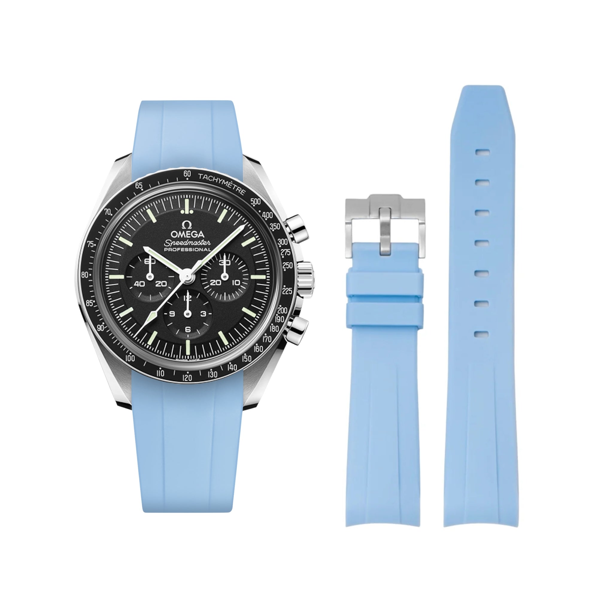 Kautschukarmband – Für Omega Speedmaster – Baby Blau - Helvetus DE