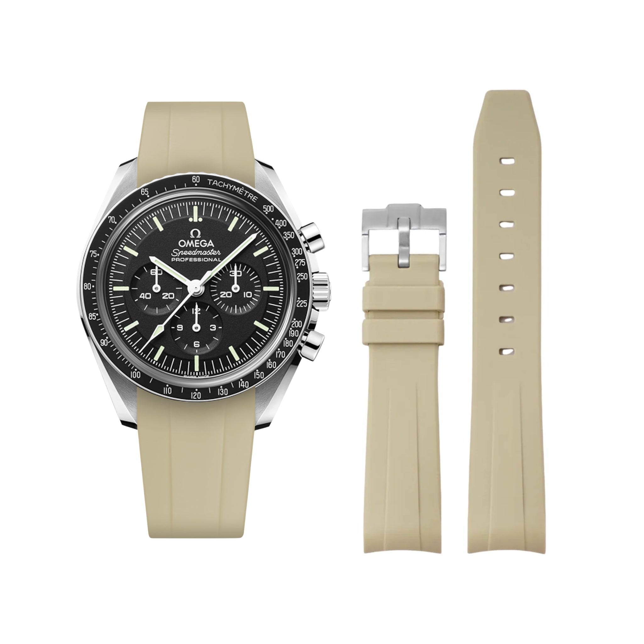 Kautschukarmband – Für Omega Speedmaster – Beige - Helvetus DE
