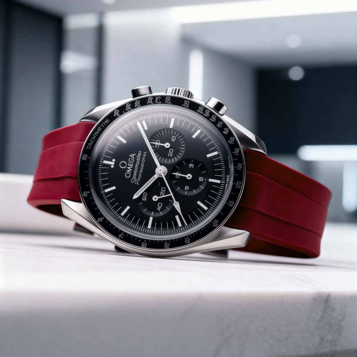 Kautschukarmband – Für Omega Speedmaster – Bordeaux Rot - Helvetus DE