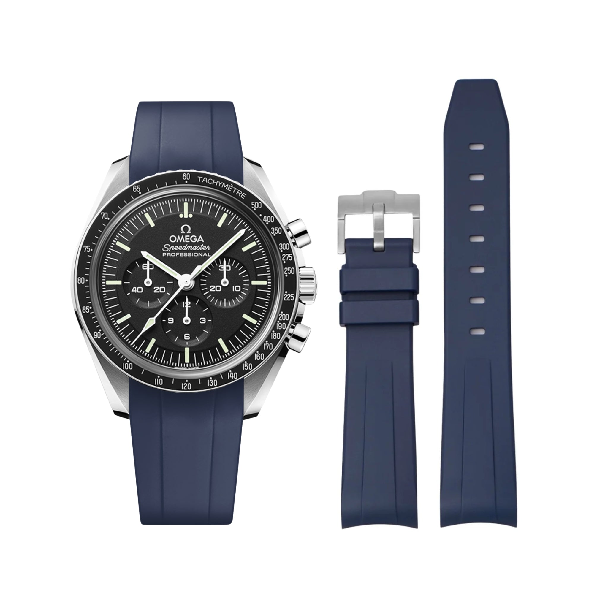 Kautschukarmband – Für Omega Speedmaster – dunkel Blau - Helvetus DE
