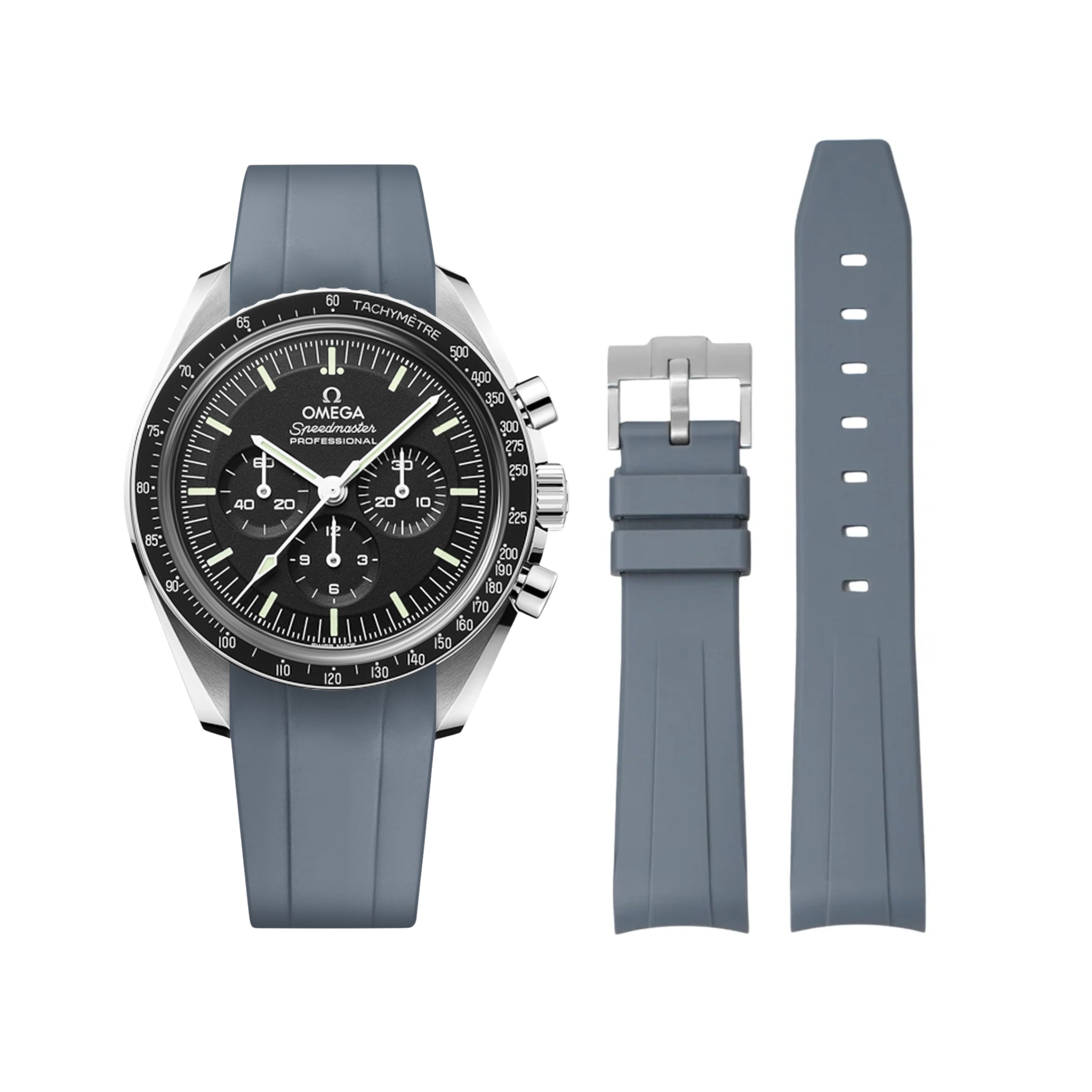Kautschukarmband – Für Omega Speedmaster – Grau - Helvetus DE