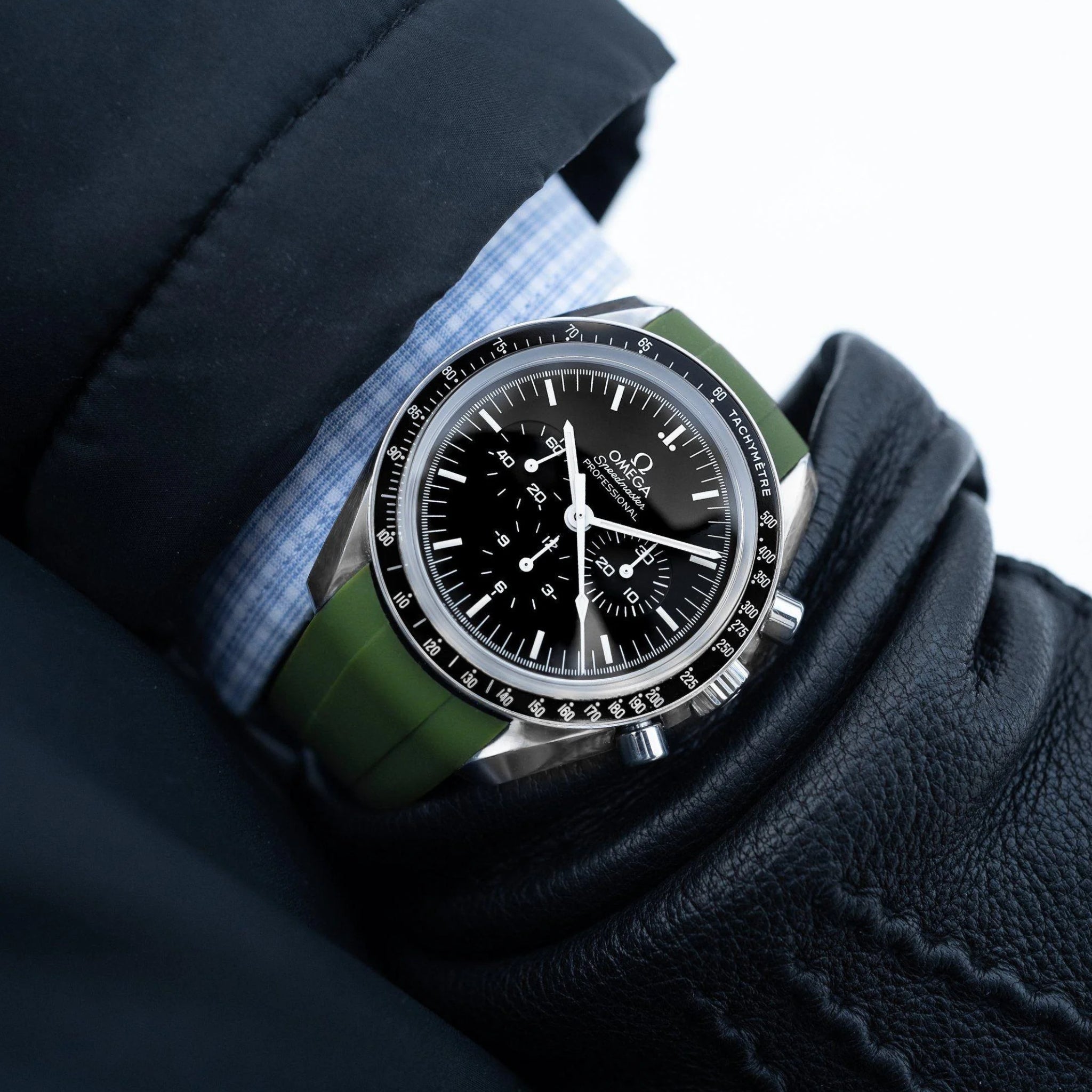 Kautschukarmband – Für Omega Speedmaster – Grün - Helvetus DE