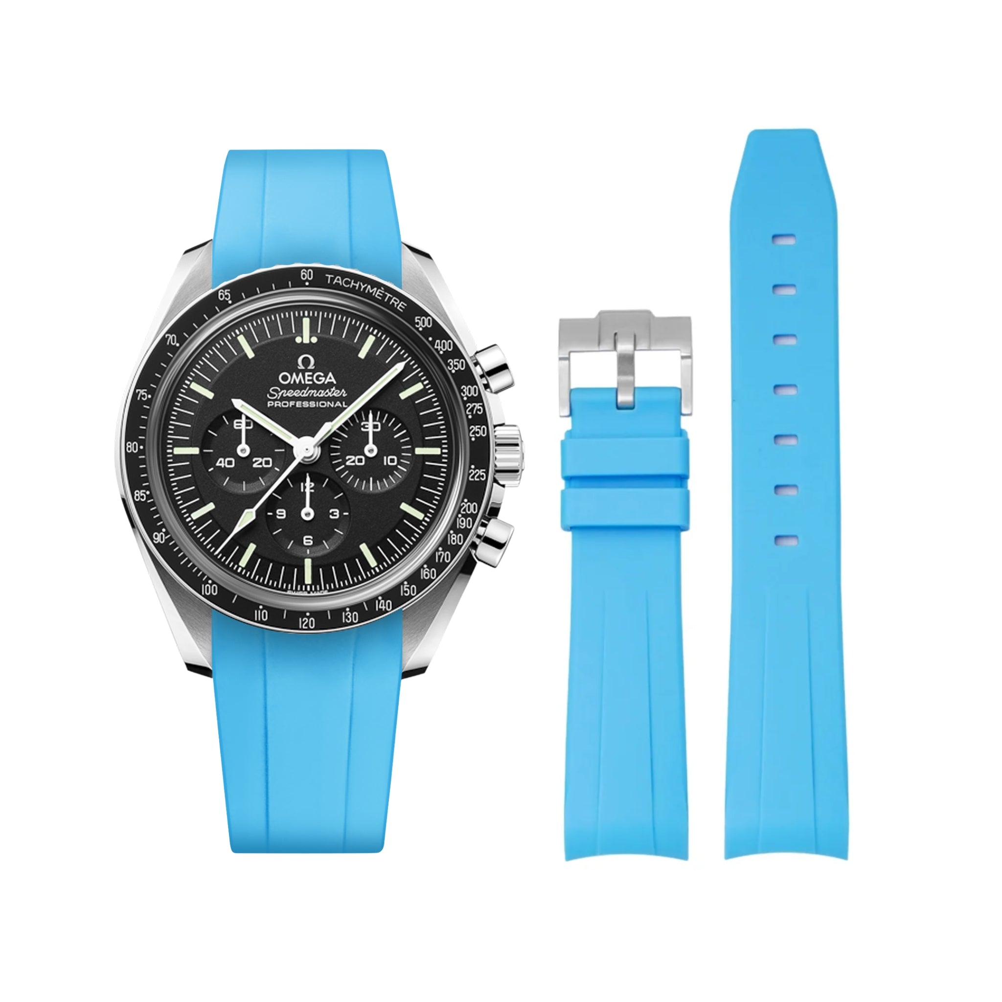 Kautschukarmband – Für Omega Speedmaster – Hell Blau - Helvetus DE