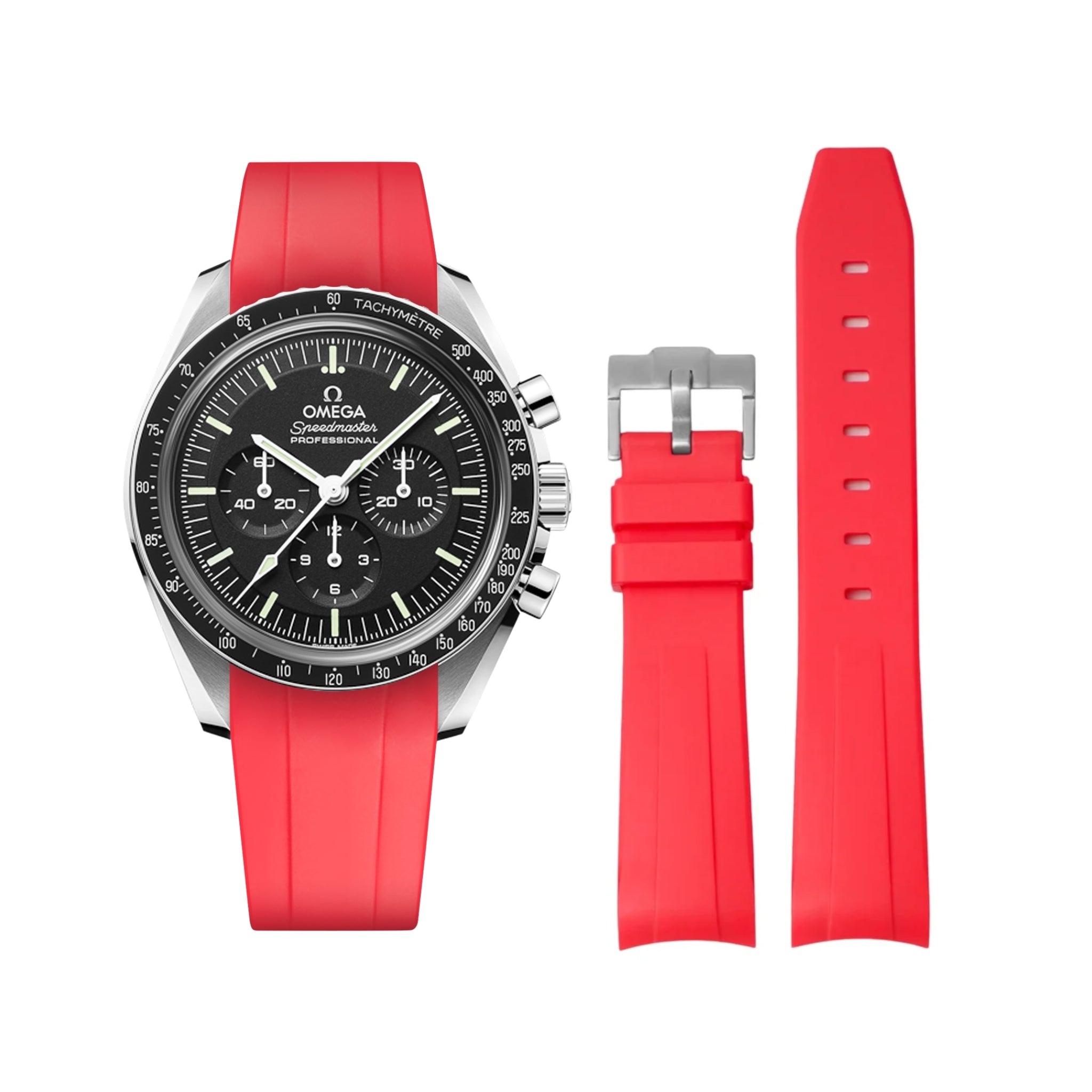Kautschukarmband – Für Omega Speedmaster – Rot - Helvetus DE