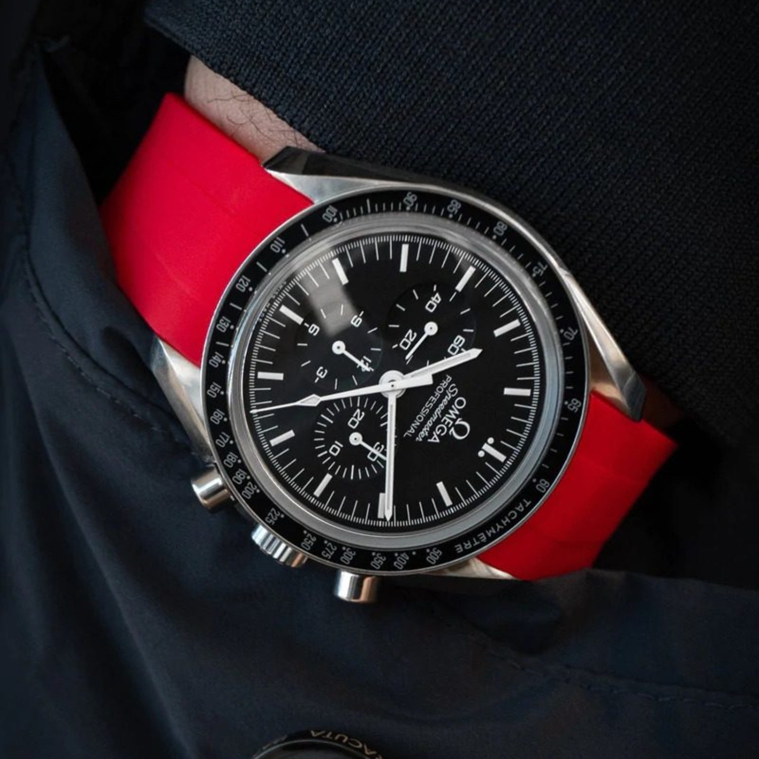 Kautschukarmband – Für Omega Speedmaster – Rot - Helvetus DE