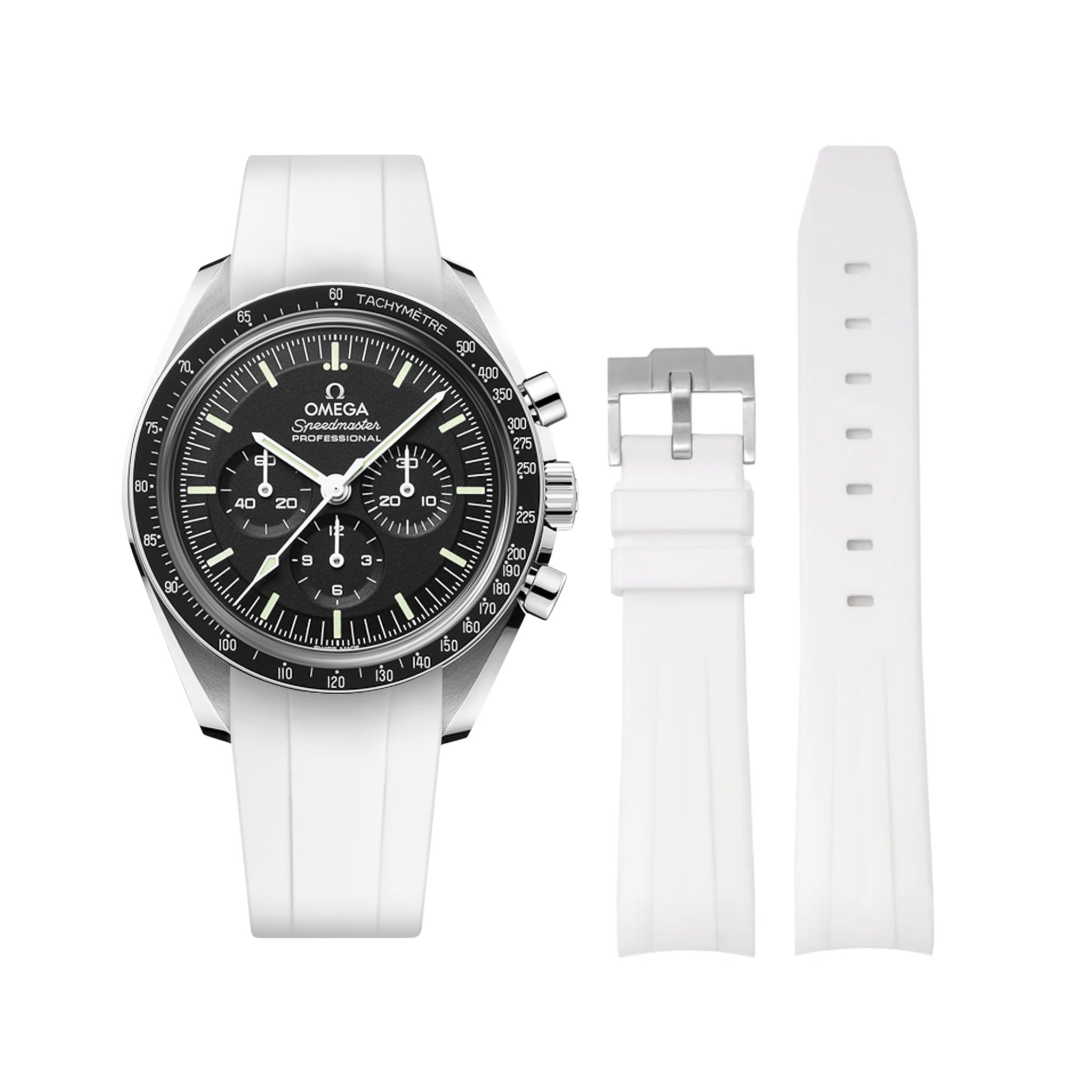 Kautschukarmband – Für Omega Speedmaster – Weiss - Helvetus DE