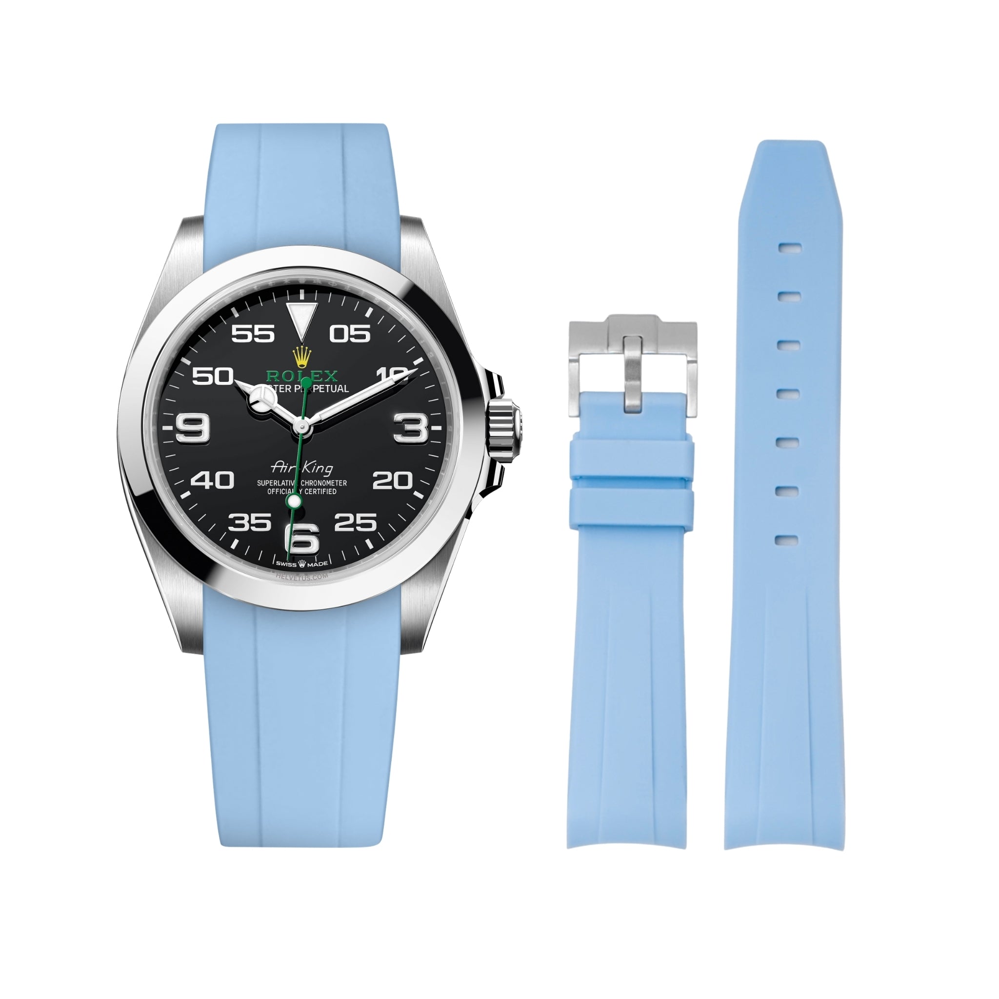 Kautschukarmband für Rolex Air - King 126900/116900 – Baby Blau - Helvetus DE